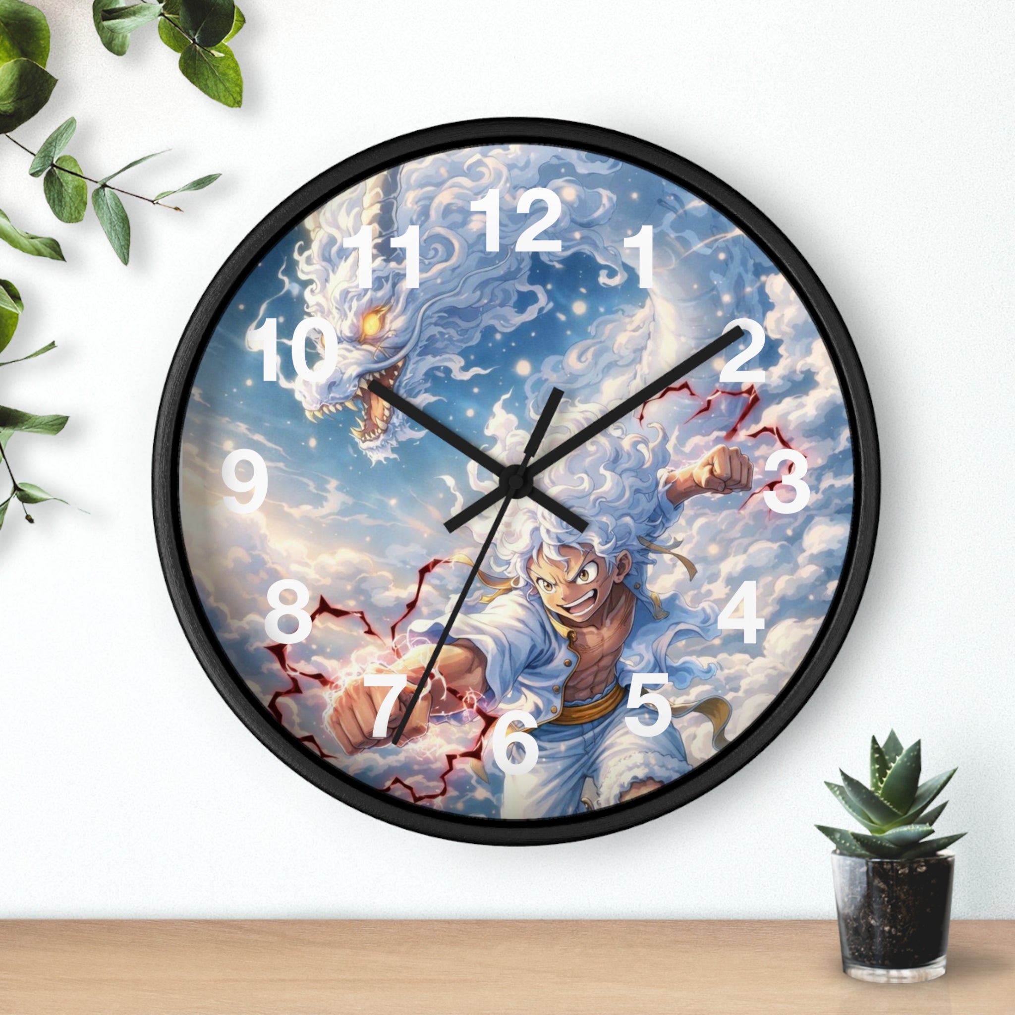 Storm Dragon Warrior Wall Clock | Fantasy Anime Lightning Art
