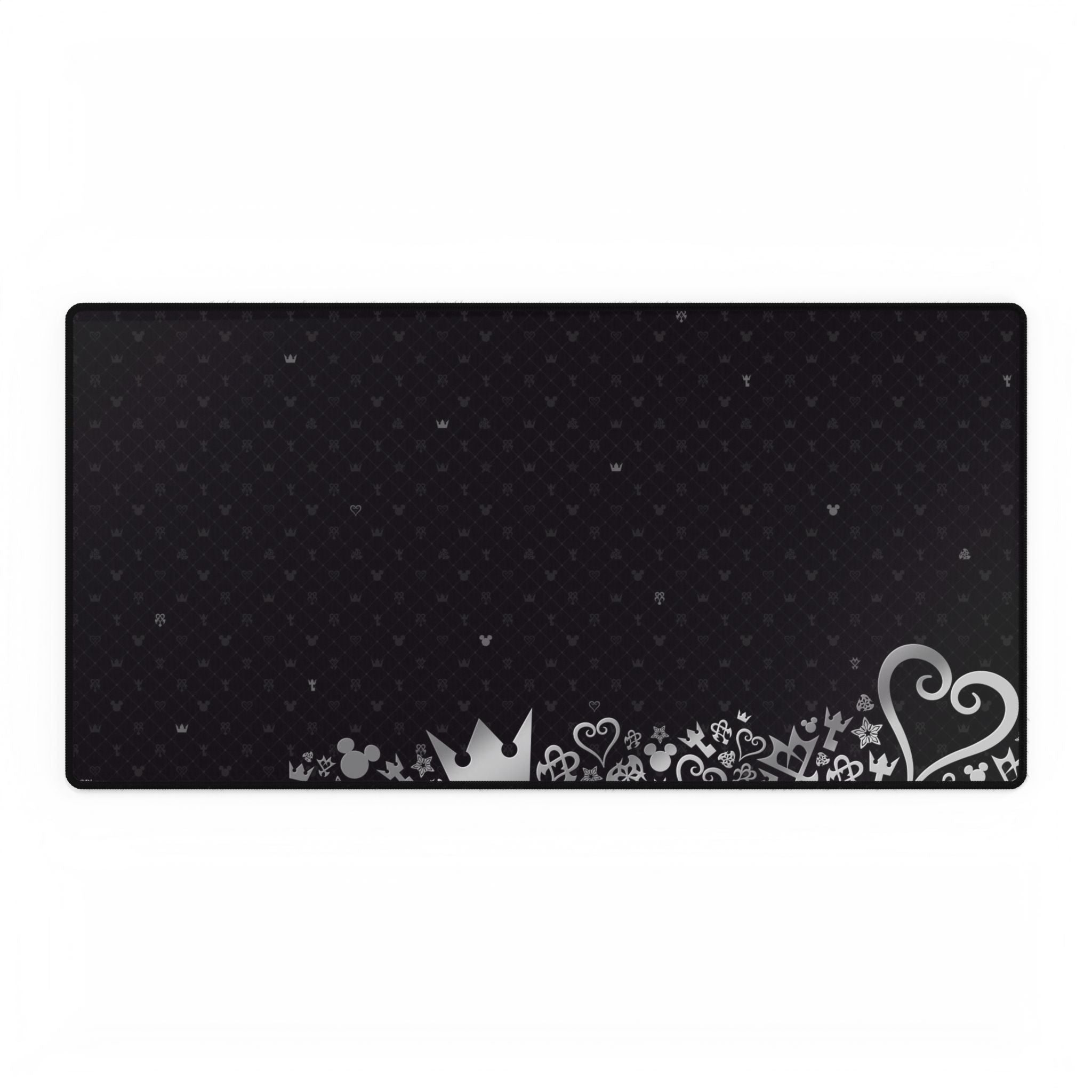 Heart Crown Pattern Desk Mat | Black Mouse Pad Desk Mat