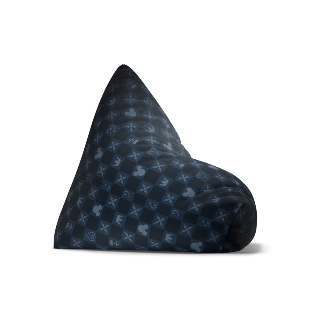Monogram Crown Pattern Bean Bag Cover | Dark Blue Checker Icons