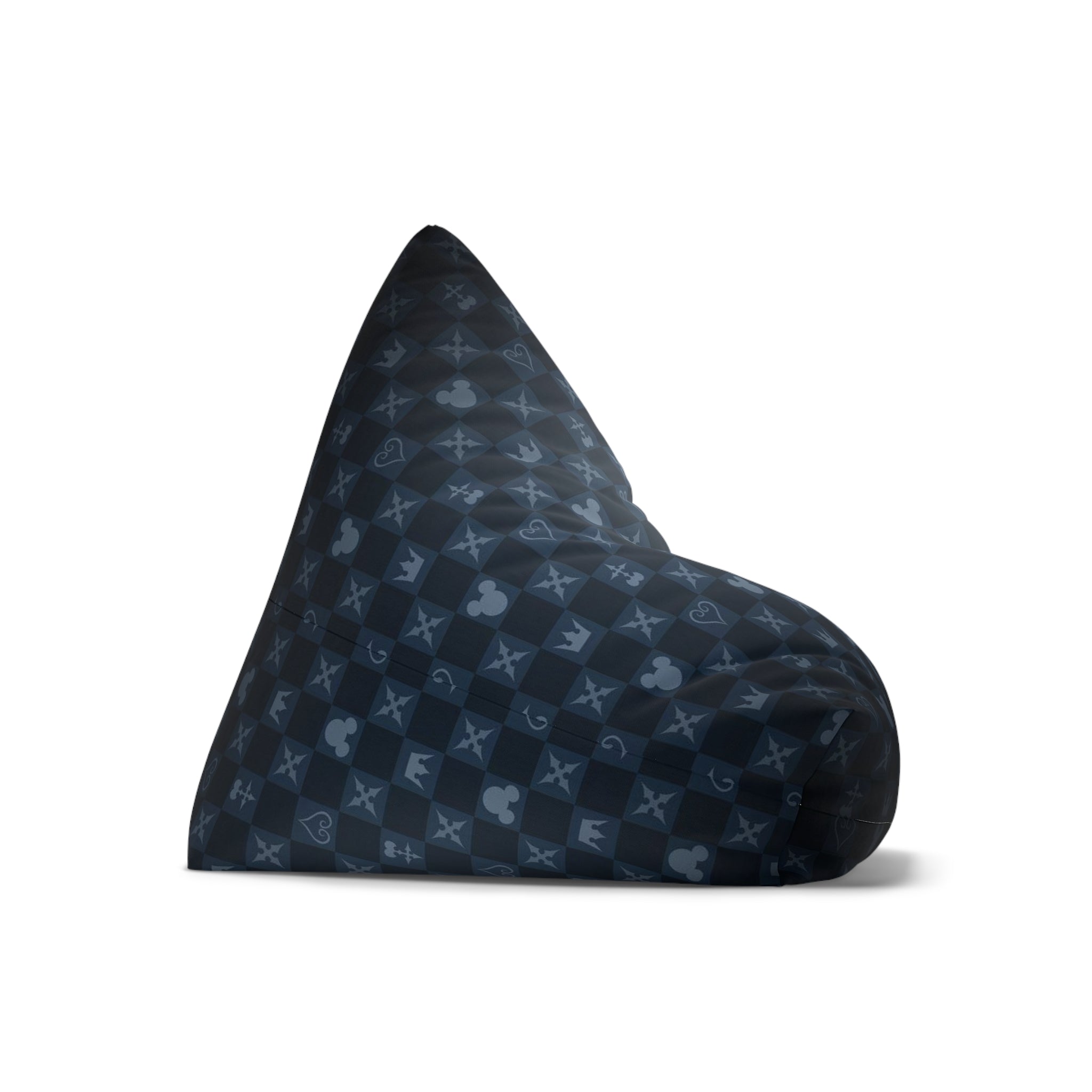 Monogram Crown Pattern Bean Bag Cover | Dark Blue Checker Icons