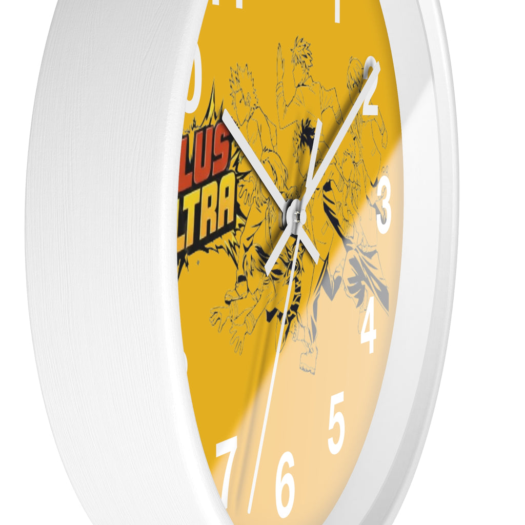 Plus Ultra Heroes Wall Clock | Yellow Anime Action Clock