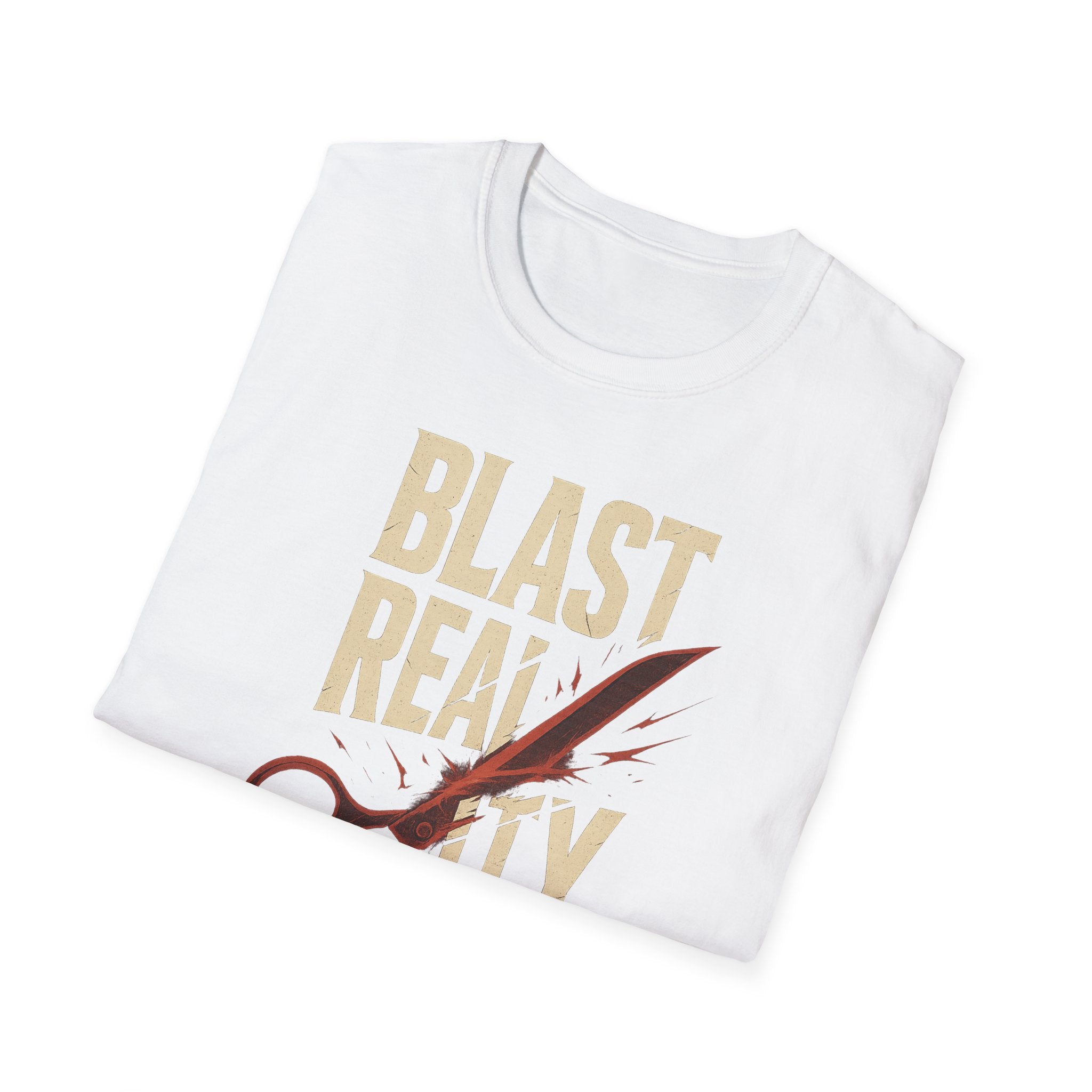 Blast Reality Unisex Softstyle T-Shirt - Graphic Tee, Casual Wear, Gift for Creatives, Art Lovers, Fashion Statement