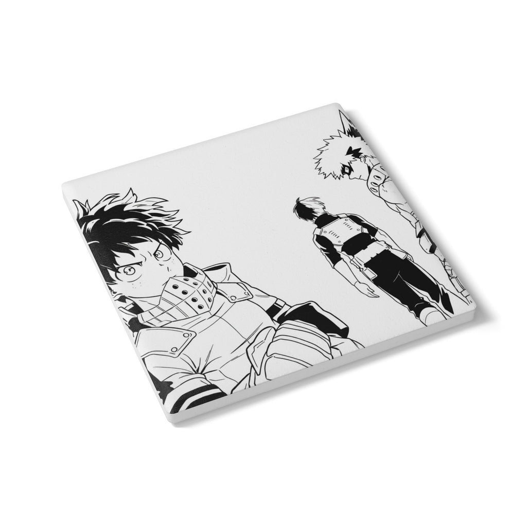 Anime Trio Sketch Ceramic Coaster | Black & White Manga Characters