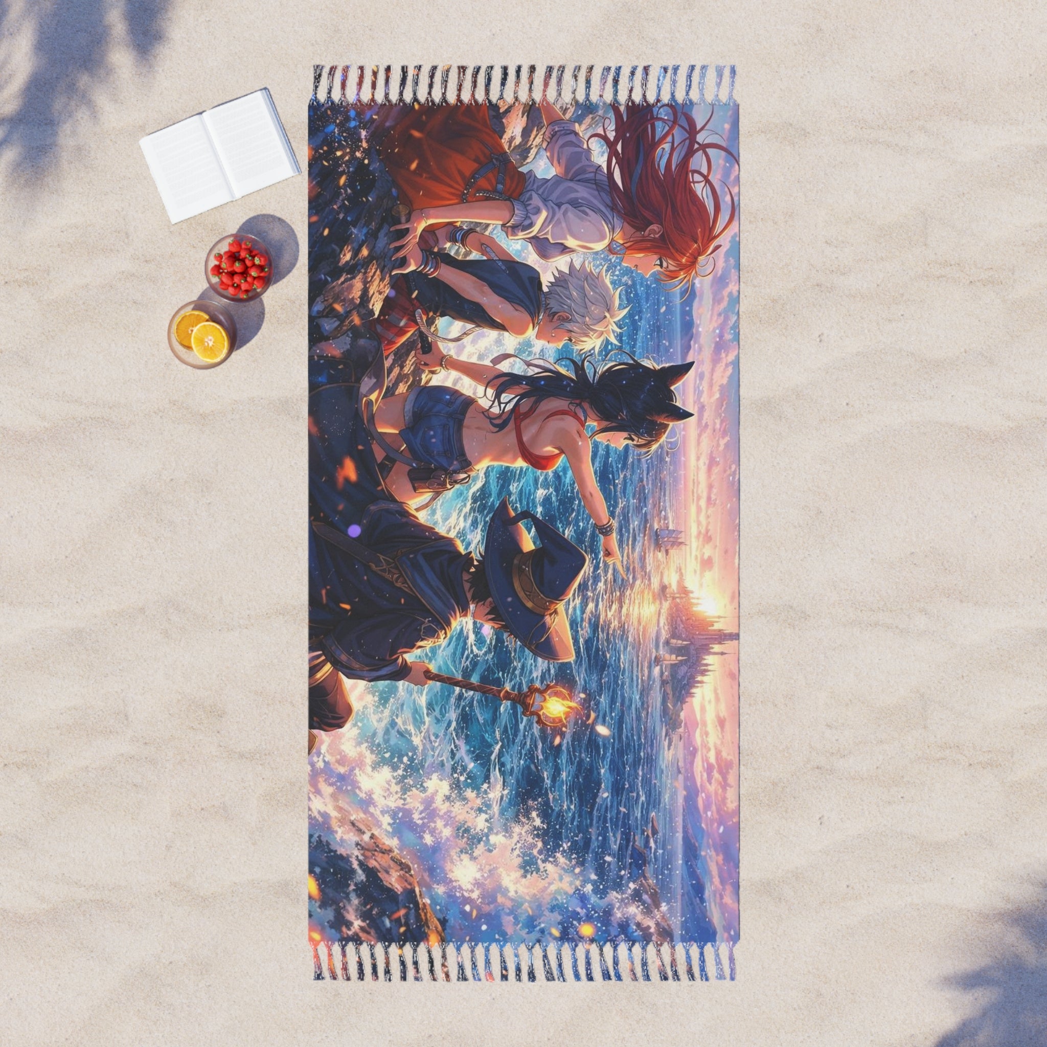 Sunset Ocean Adventure Beach Towel | Boho Fringe