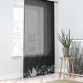 Crown Hearts Pattern Window Curtain | Sheer Black Decorative Curtain Panel