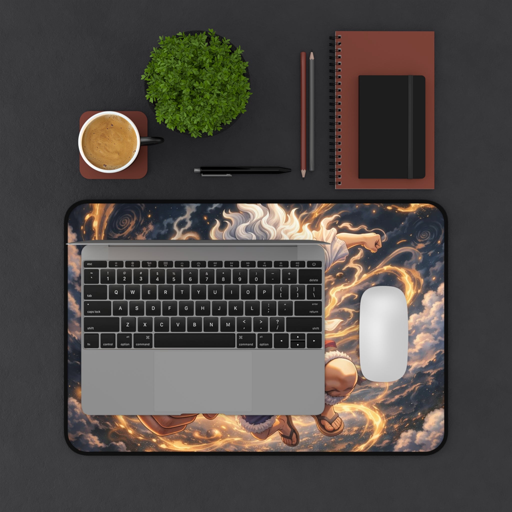 Anime Lightning Warrior Desk Mat — Energetic Gaming & Workstation Mouse Pad