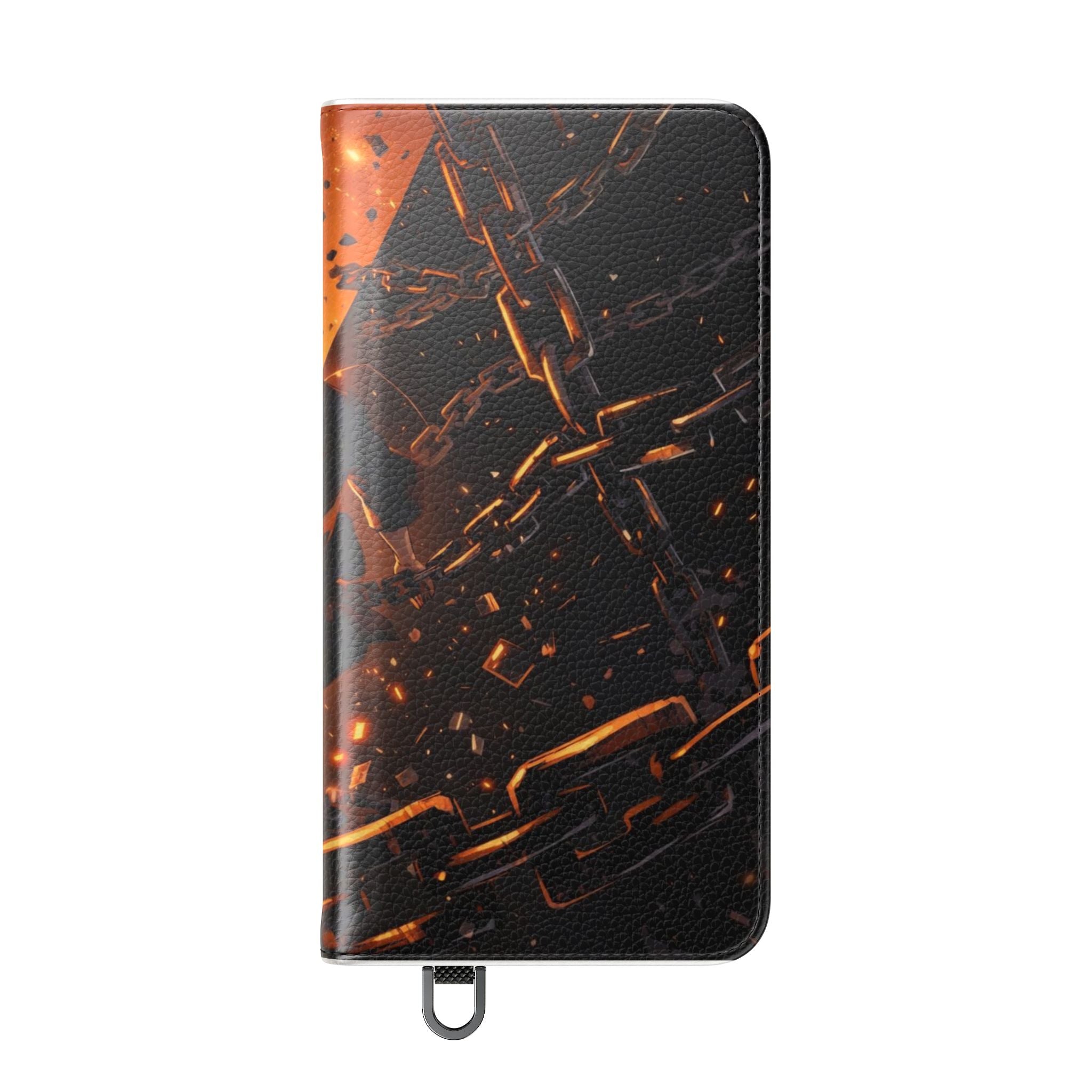 Samurai Flame Illustration Flip Phone Case - Magnetic Wallet Cover