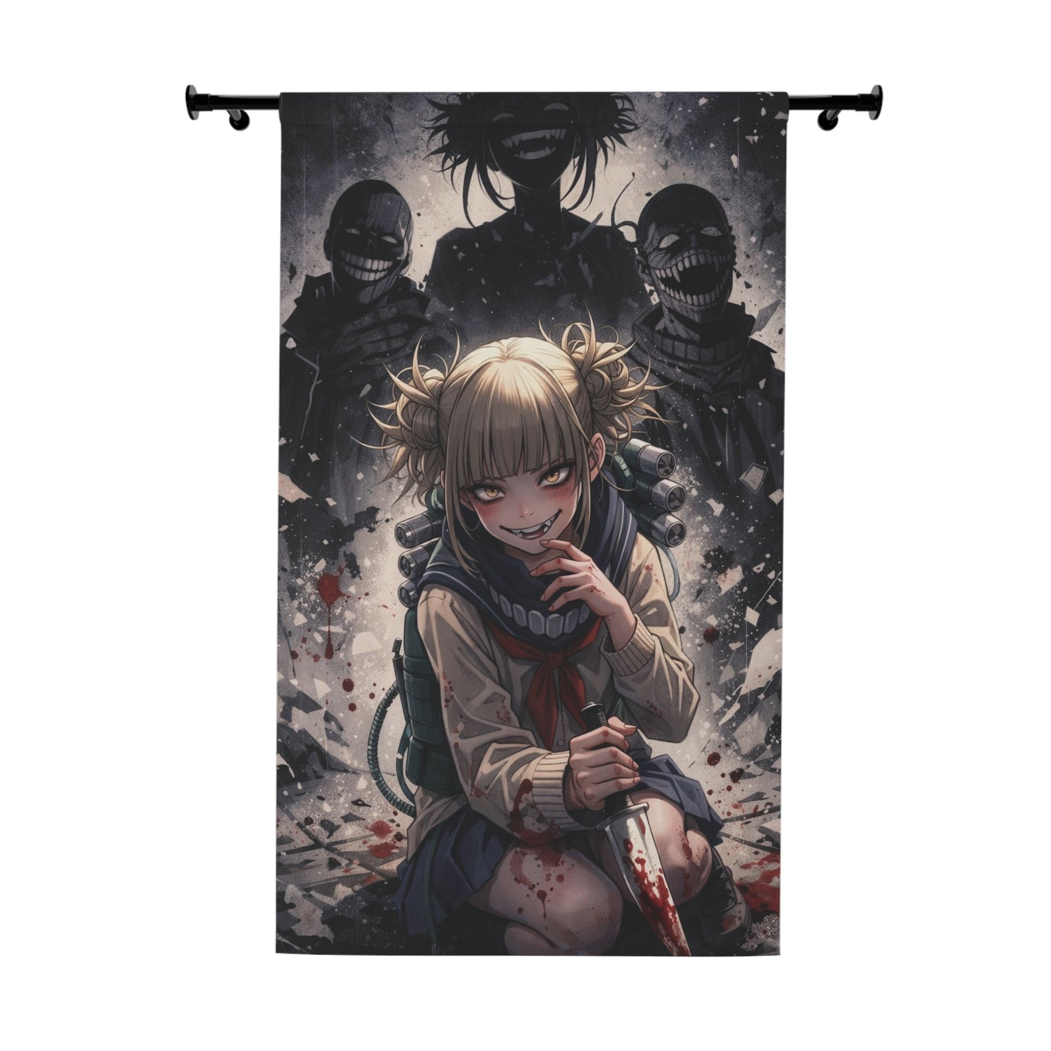 Anime Horror Scene Window Curtain | Dark Bloodstained Schoolgirl