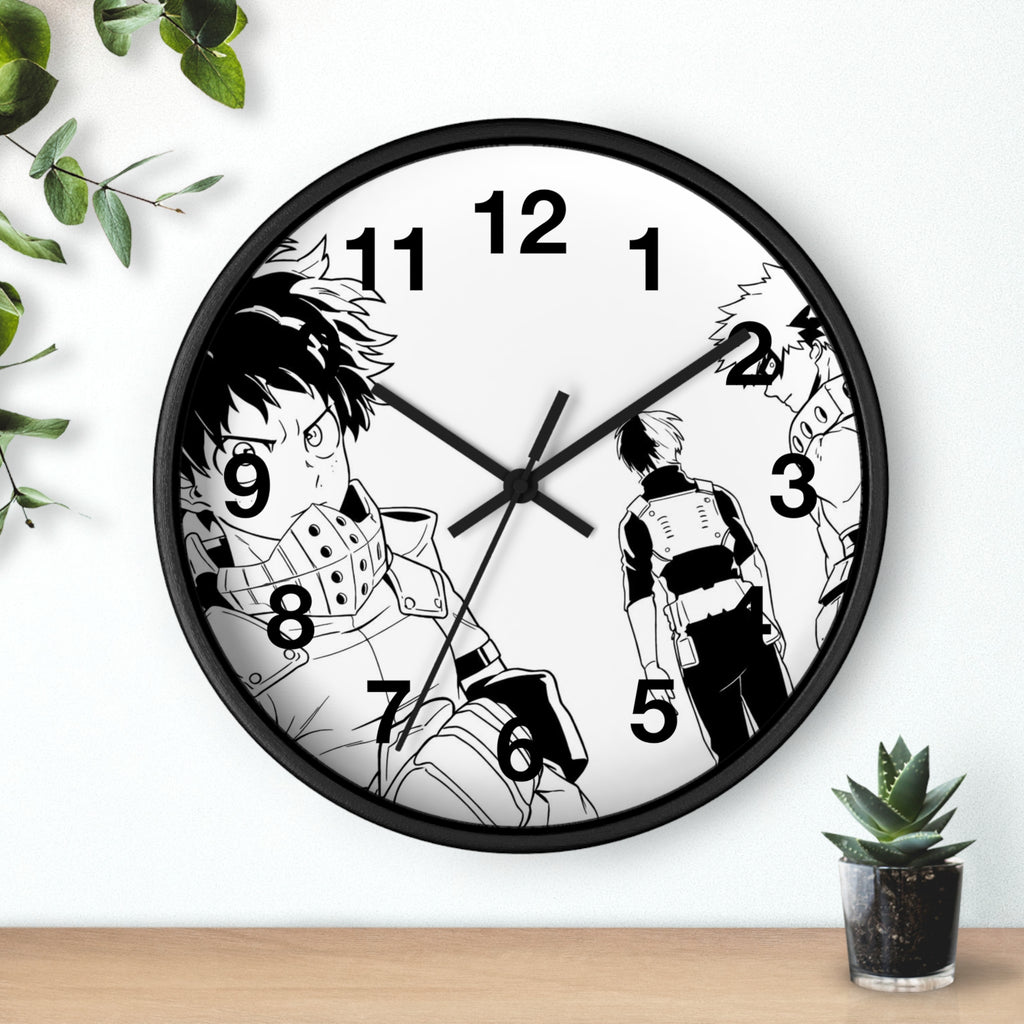 Black and White Anime Heroes Wall Clock | Manga Panel Timepiece