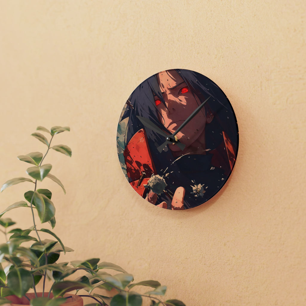 Anime Wall Clock — Red-Eyed Dark Hero Acrylic Clock