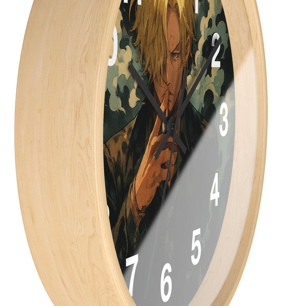 Blond Anime Man Smoking Wall Clock | Illustrated Character, Dark Moody Art