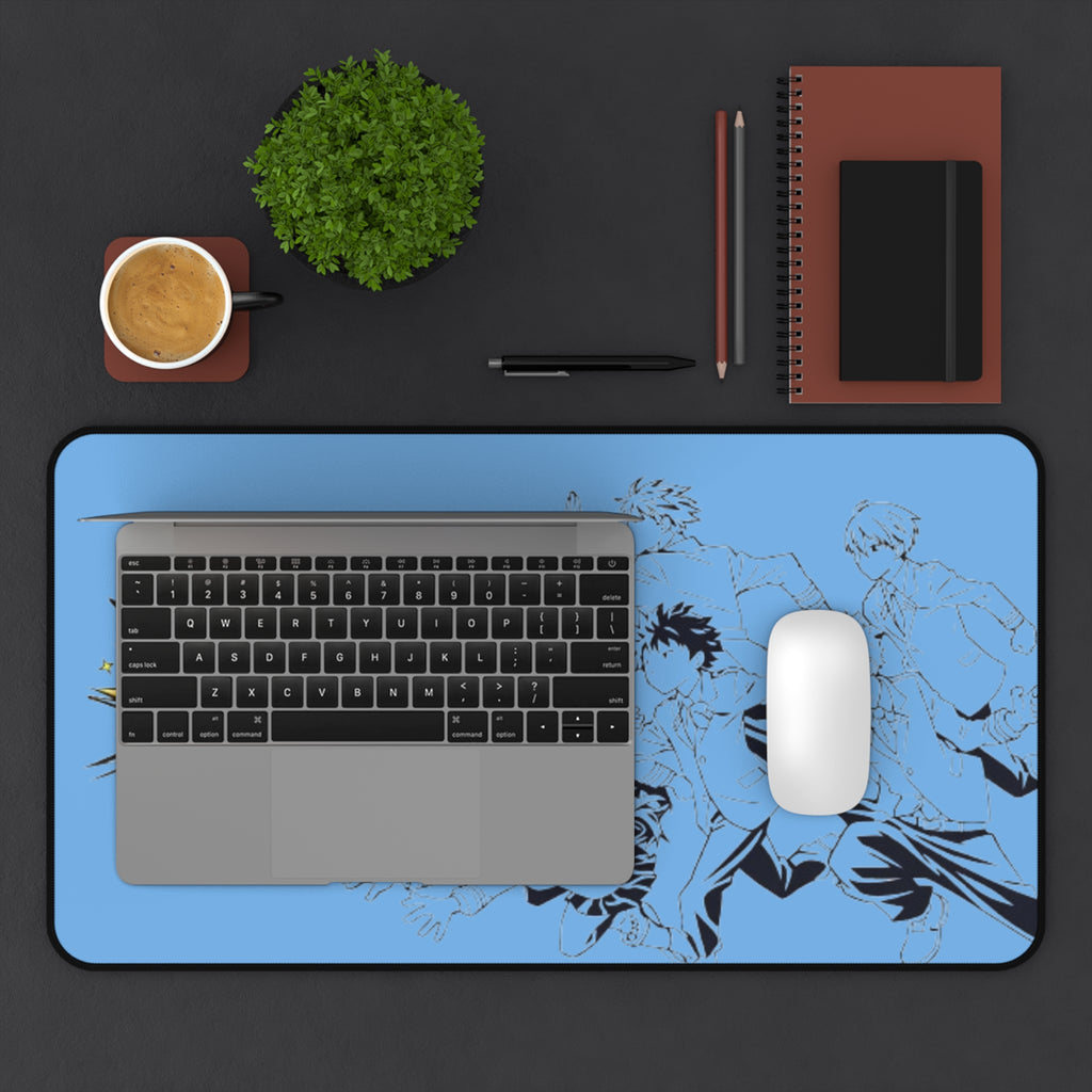 Plus Ultra anime action illustration Desk Mat | blue gaming mouse pad