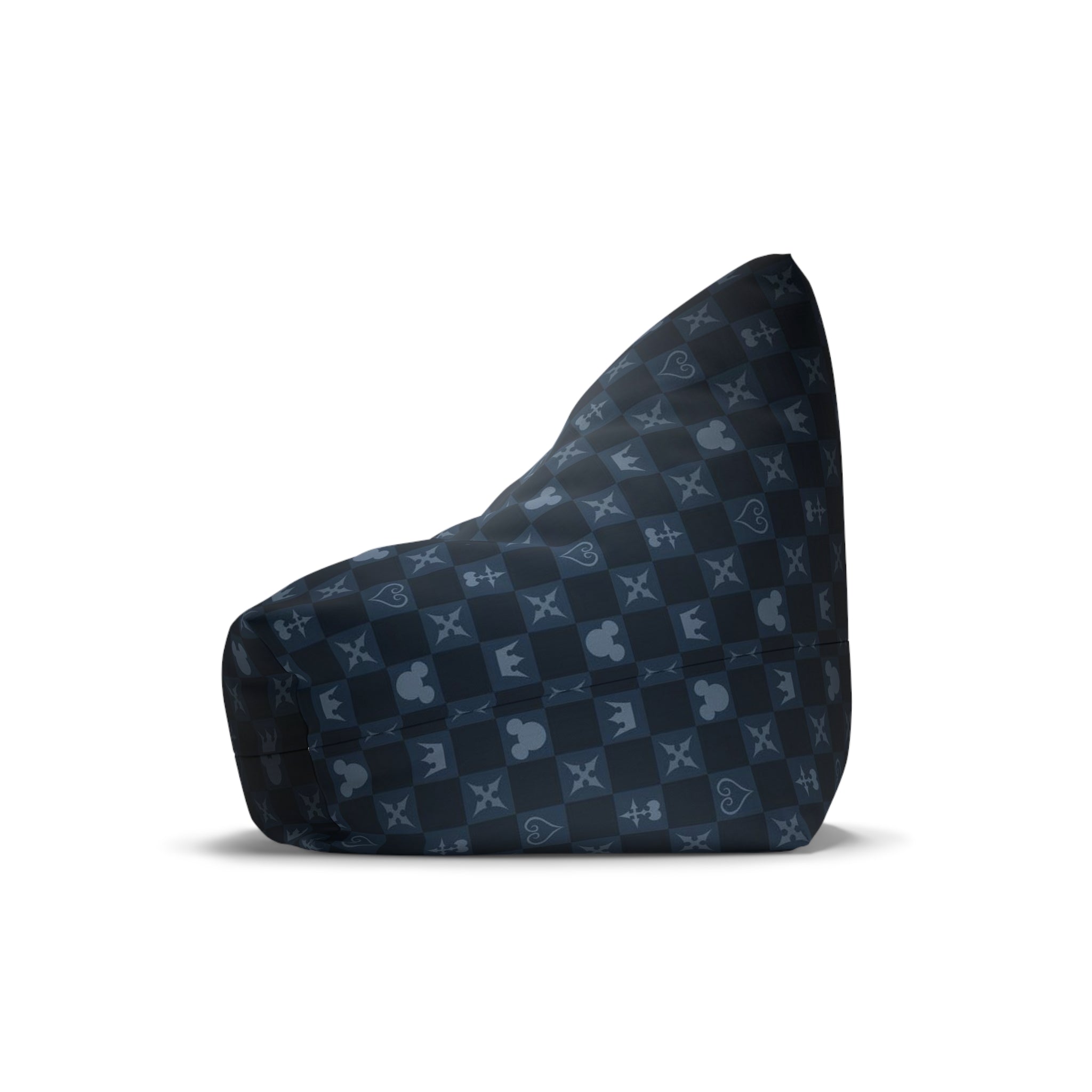 Monogram Crown Pattern Bean Bag Cover | Dark Blue Checker Icons