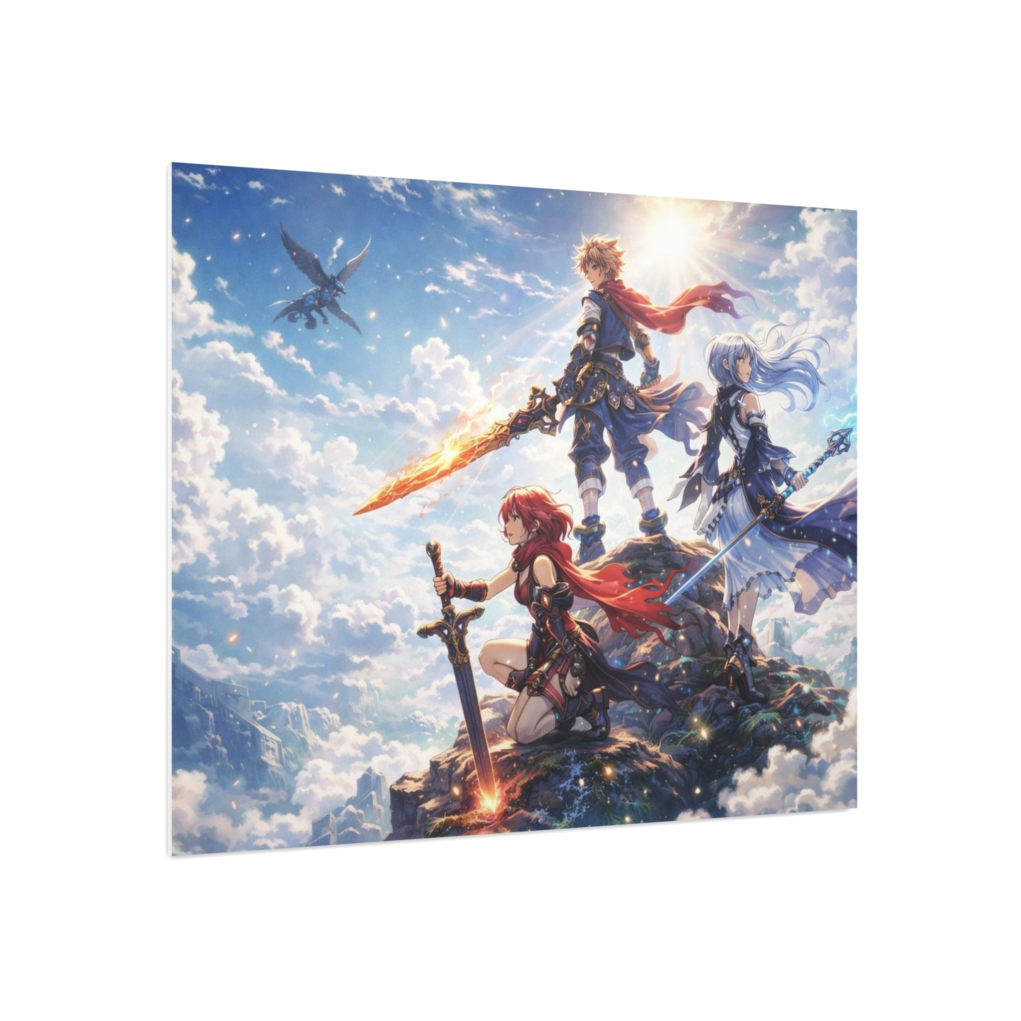 Fantasy RPG Heroes Foam Board | Sword, Sky, Epic Adventure Scene
