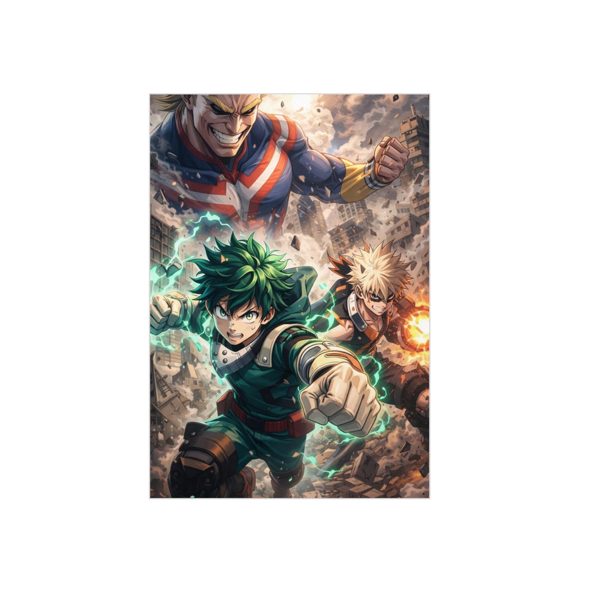 Anime Action Foam Board Poster — Dynamic Hero Trio Wall Art