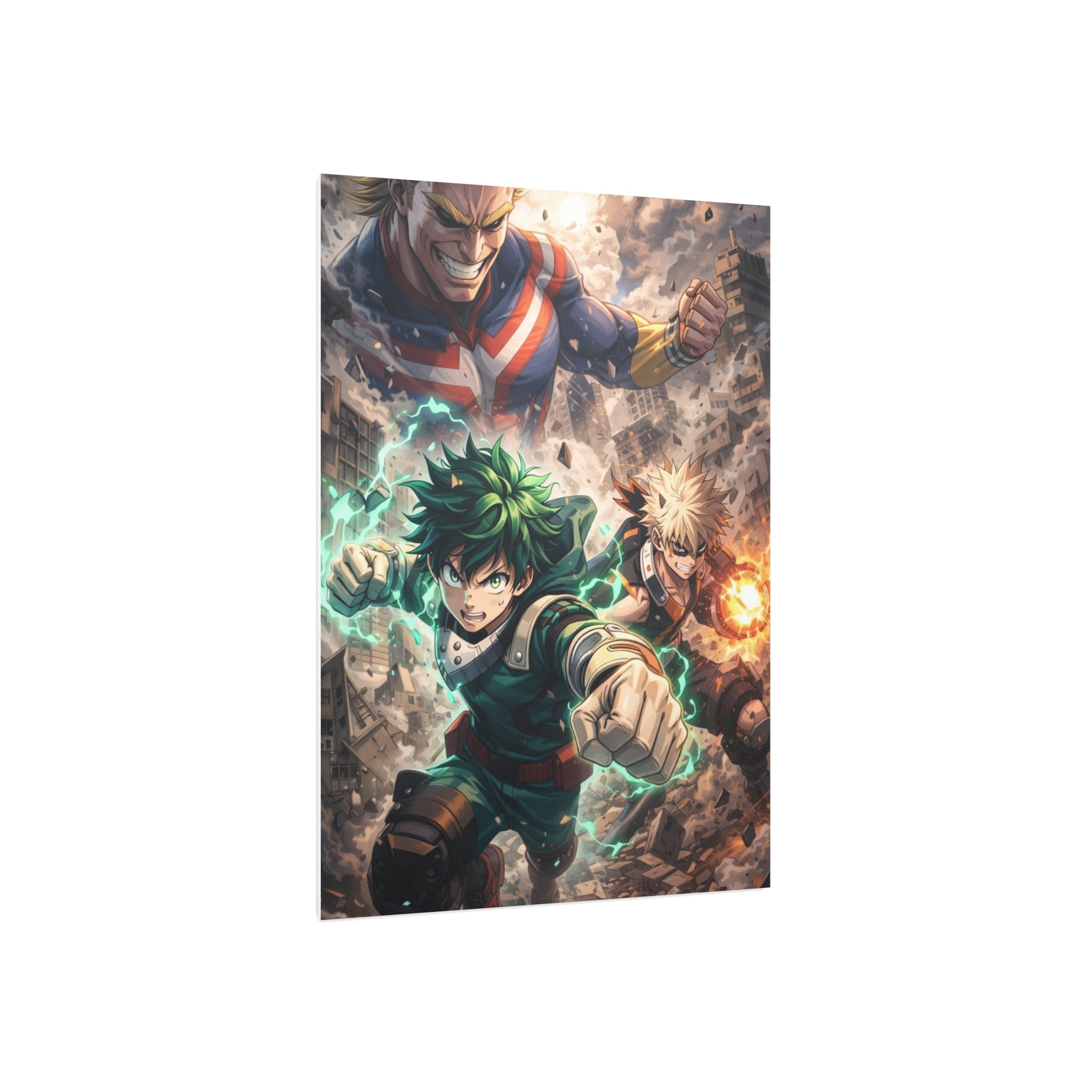 Anime Action Foam Board Poster — Dynamic Hero Trio Wall Art
