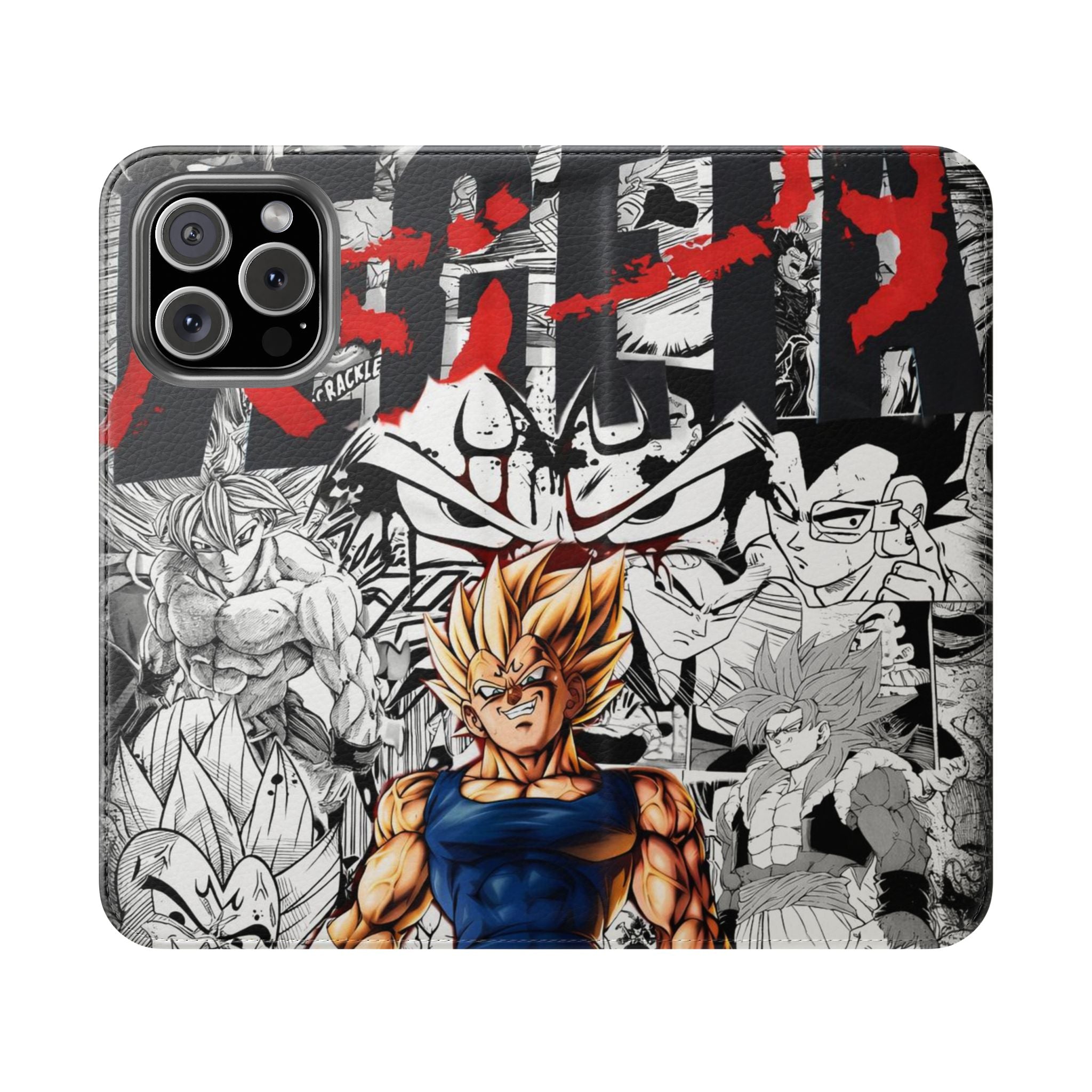 Anime Saiyan Collage Flip Case — Super Saiyan Goku Phone Wallet
