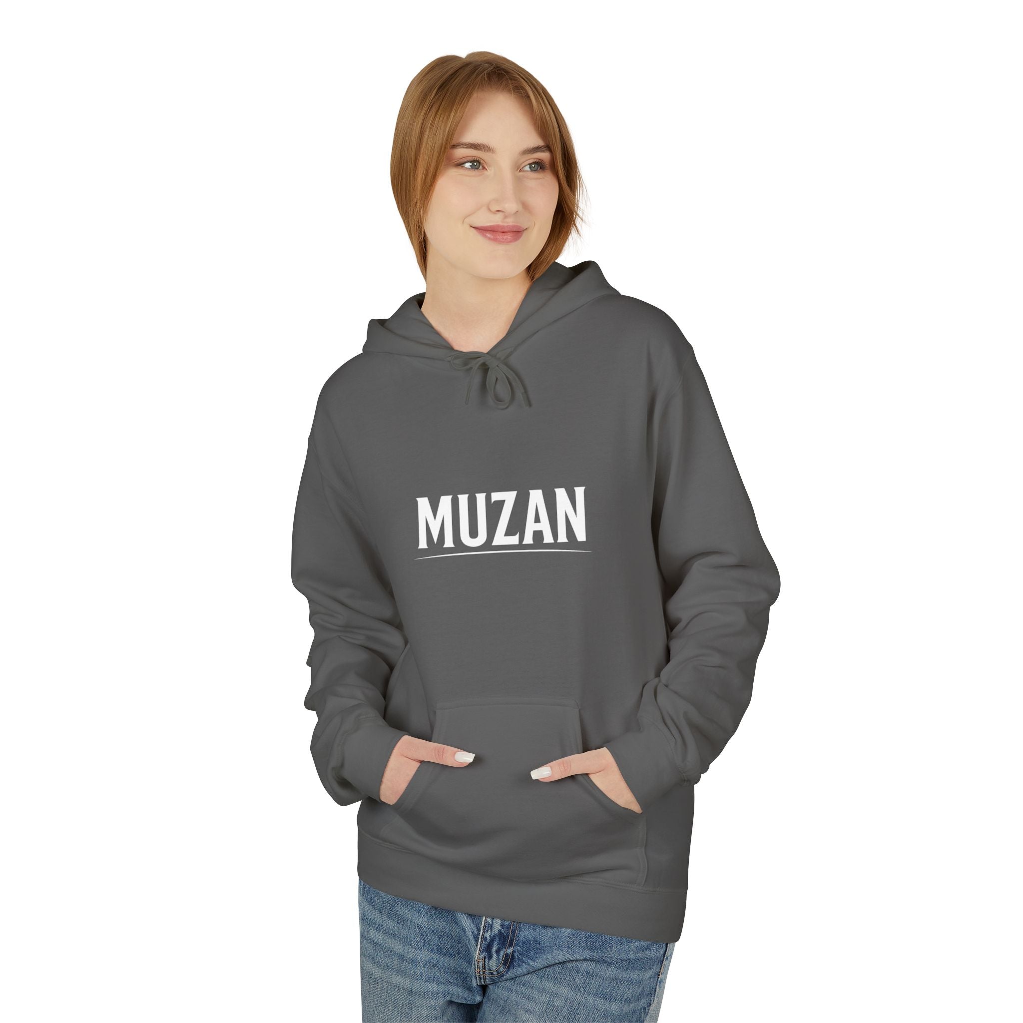 Stylish Unisex Fleece Hoodie with MUZAN Design, Perfect for Casual Wear, Gifts, Anime Fans, Cozy Layering, Unique Apparel
