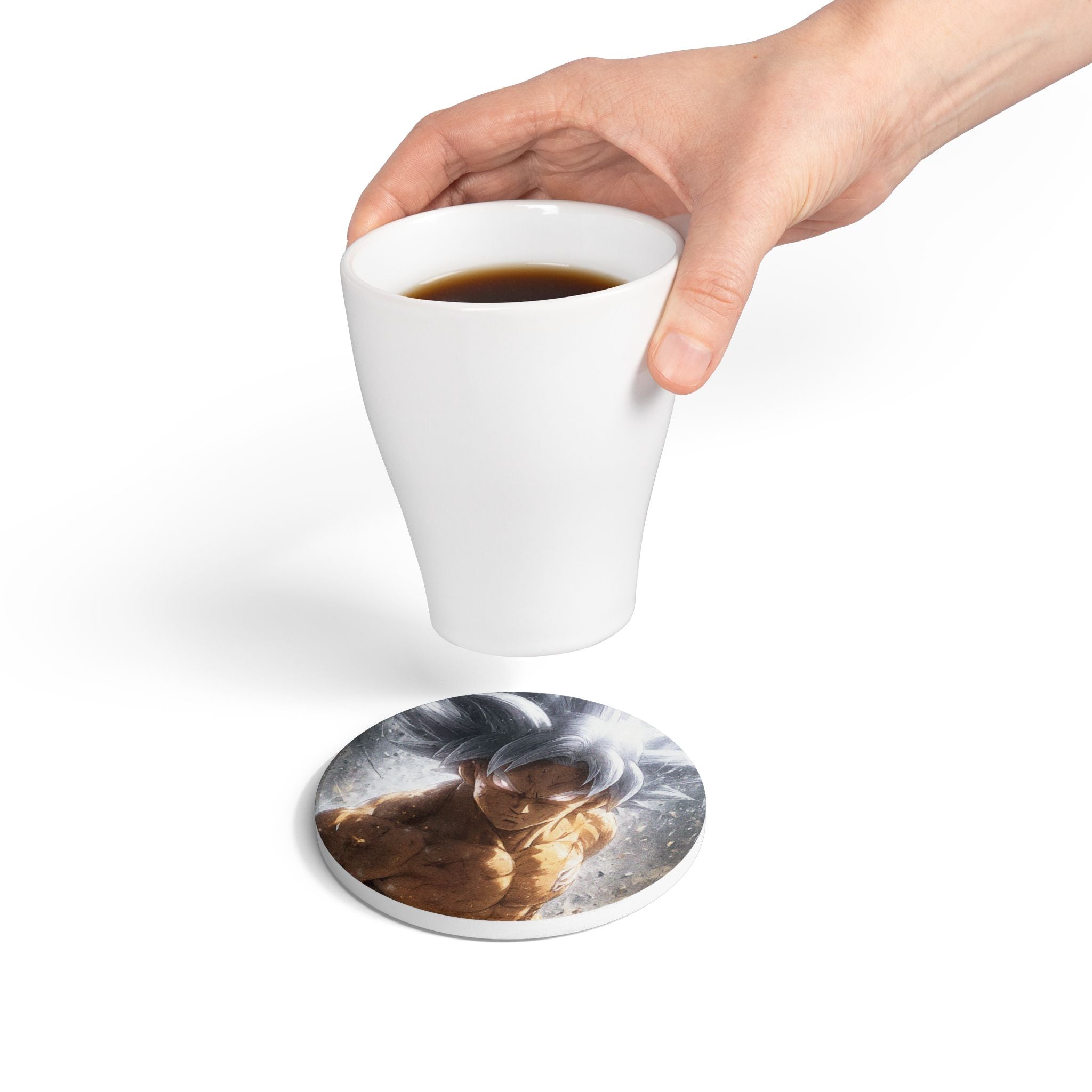 Ultra Instinct Warrior Ceramic Coaster | Anime Power Illustration