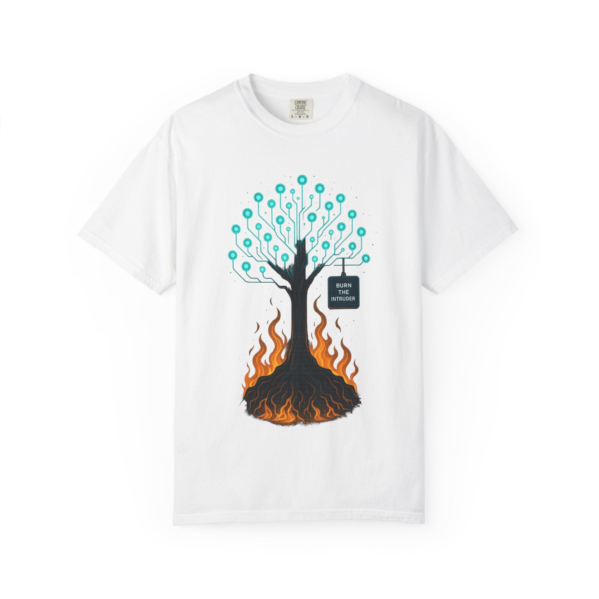 Nature-Inspired Unisex T-Shirt, Eco-Friendly Tee, Tree and Flames Design, Casual Wear, Gift for Nature Lovers