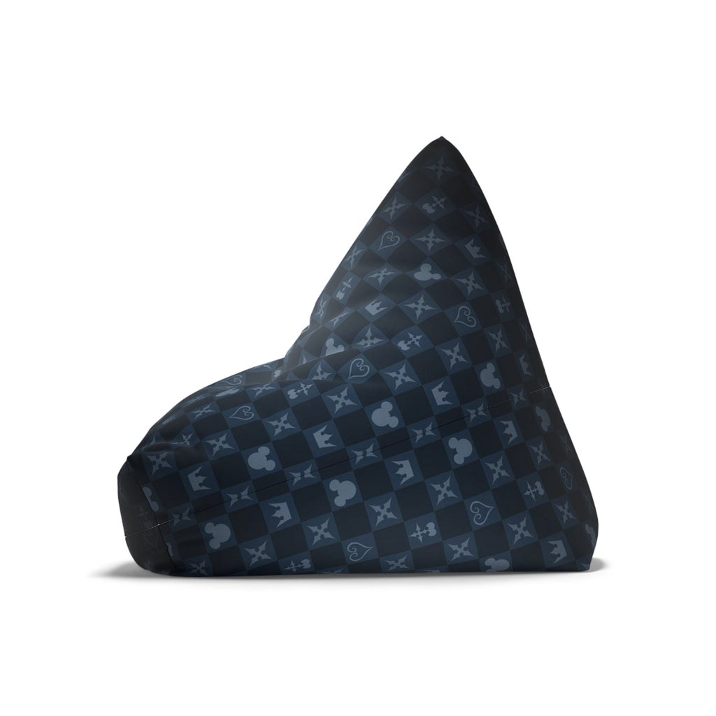 Monogram Crown Pattern Bean Bag Cover | Dark Blue Checker Icons