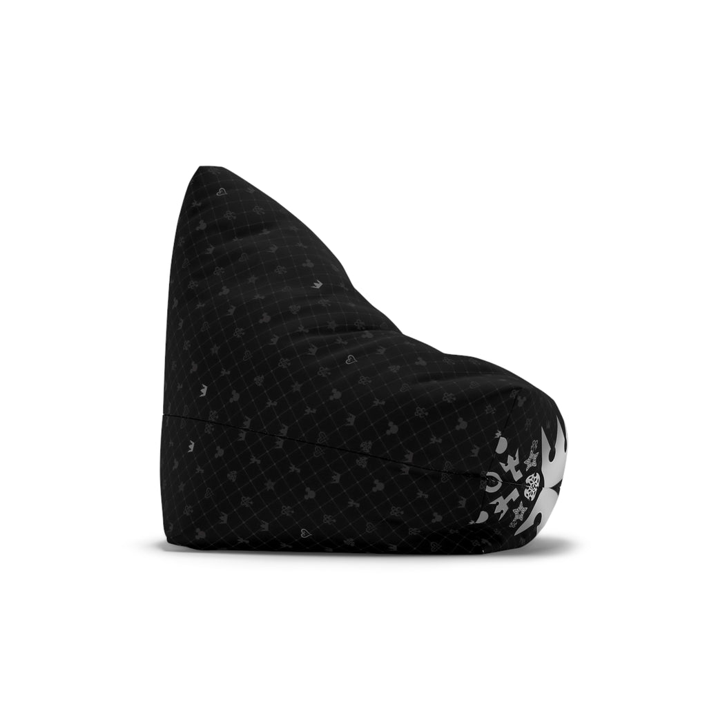 Black Crown Pattern Bean Bag Chair Cover | Floral Hearts Monogram Print