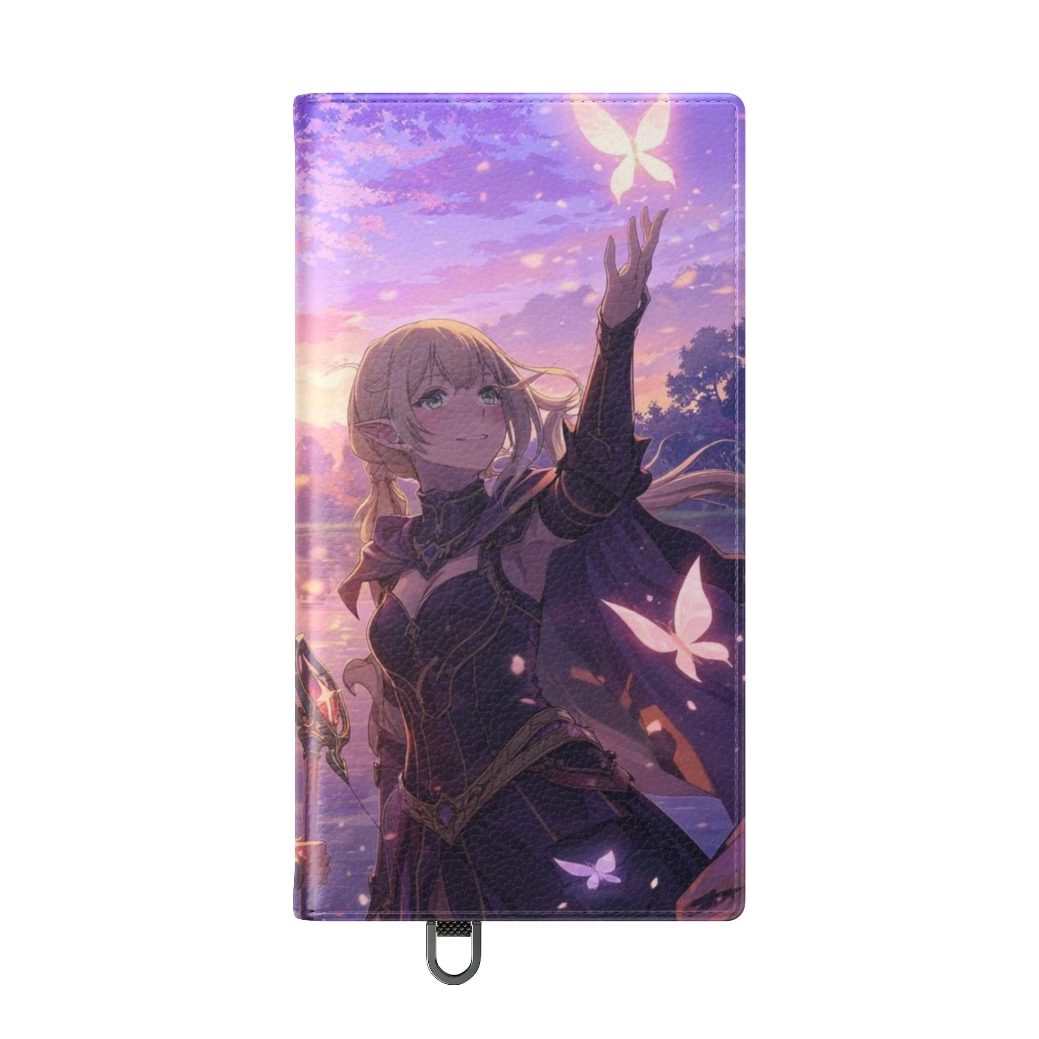 Anime Landscape Flip Phone Case — Fantasy Sunset Genshin-Style Wallet Cover