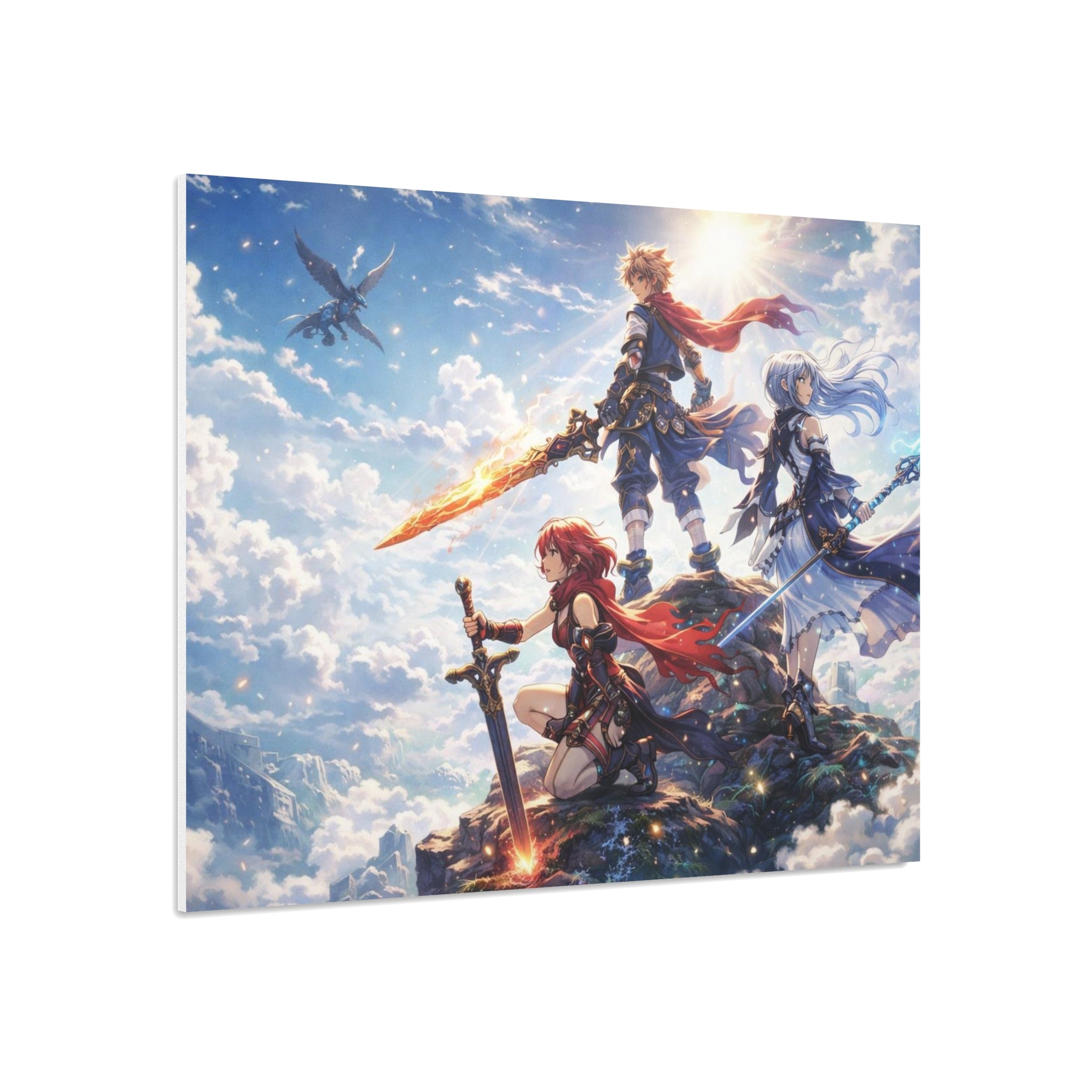 Fantasy RPG Heroes Foam Board | Sword, Sky, Epic Adventure Scene