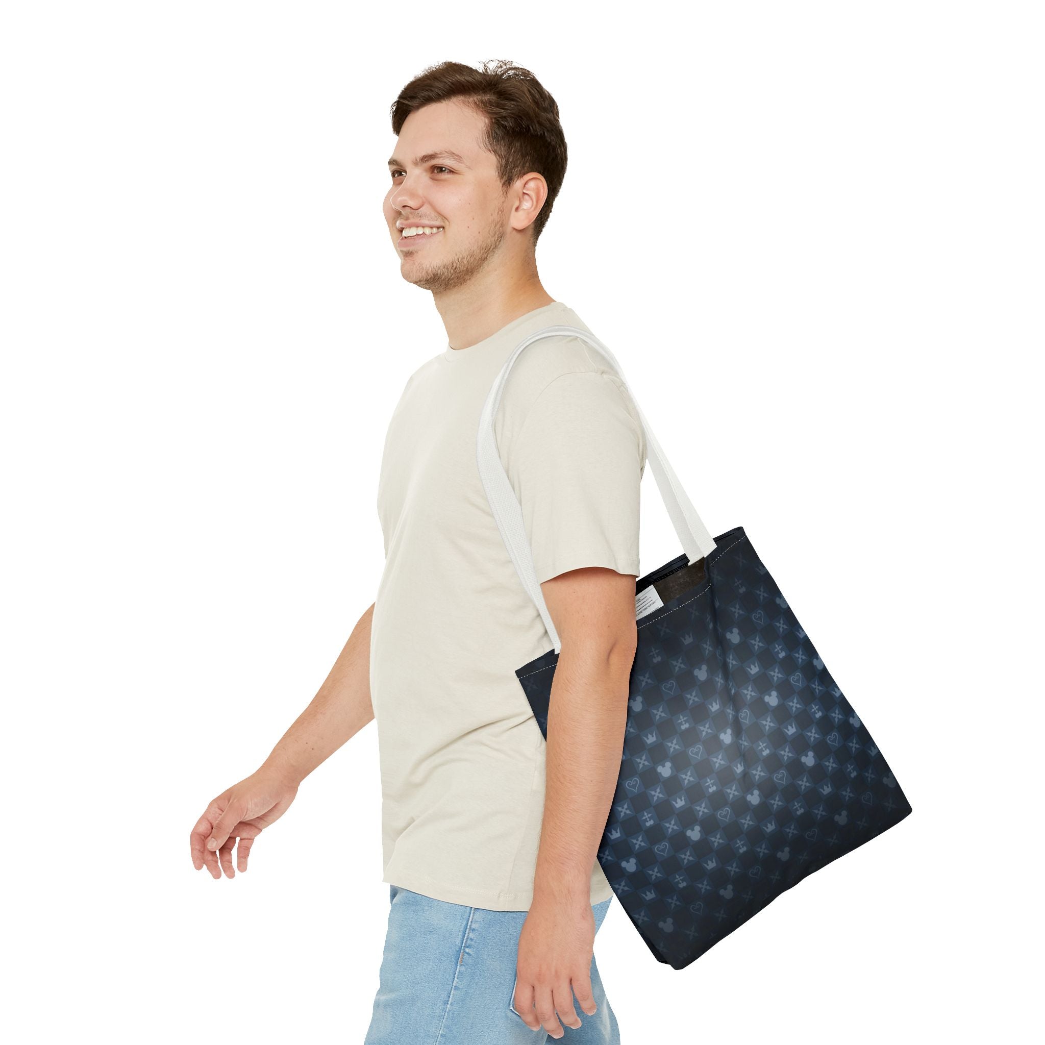 Dark Blue Patterned Monogram Tote | All-Over Print Tote
