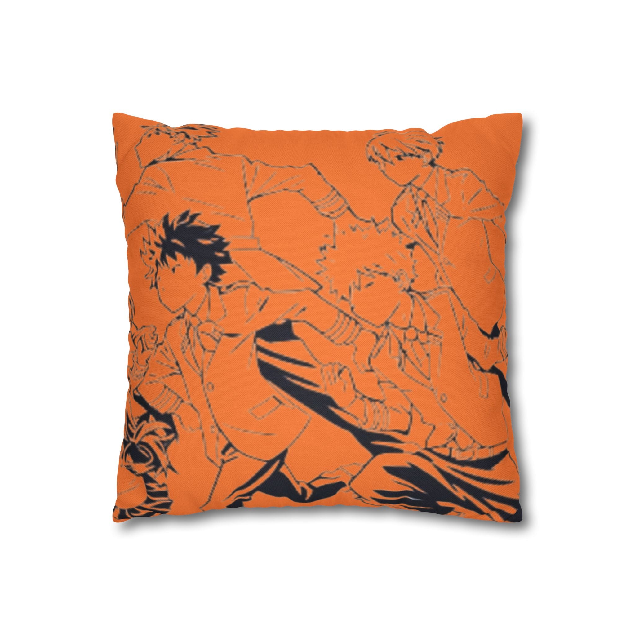 Plus Ultra Pillowcase | Comic Pop Art Typography, Orange Square Pillow