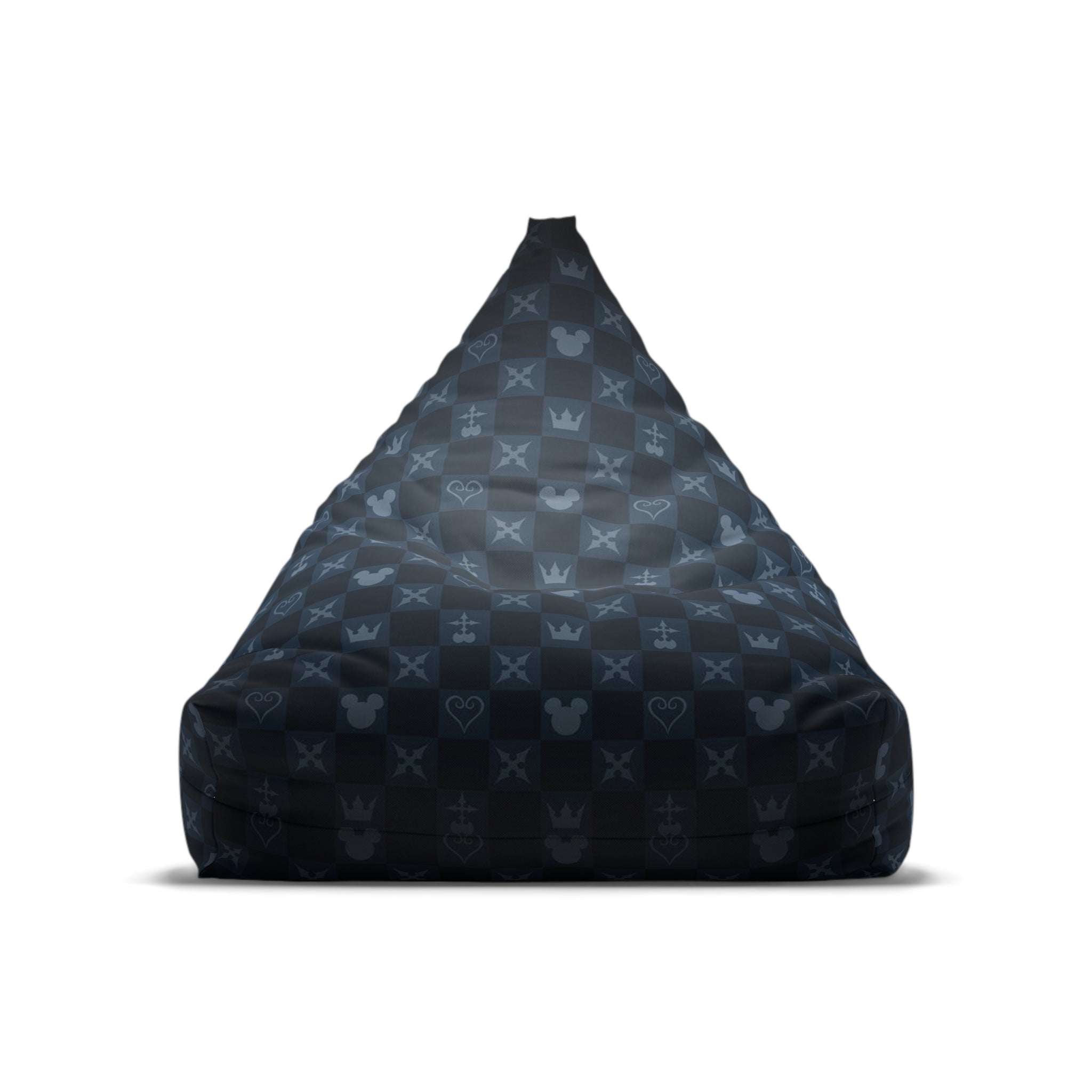 Monogram Crown Pattern Bean Bag Cover | Dark Blue Checker Icons