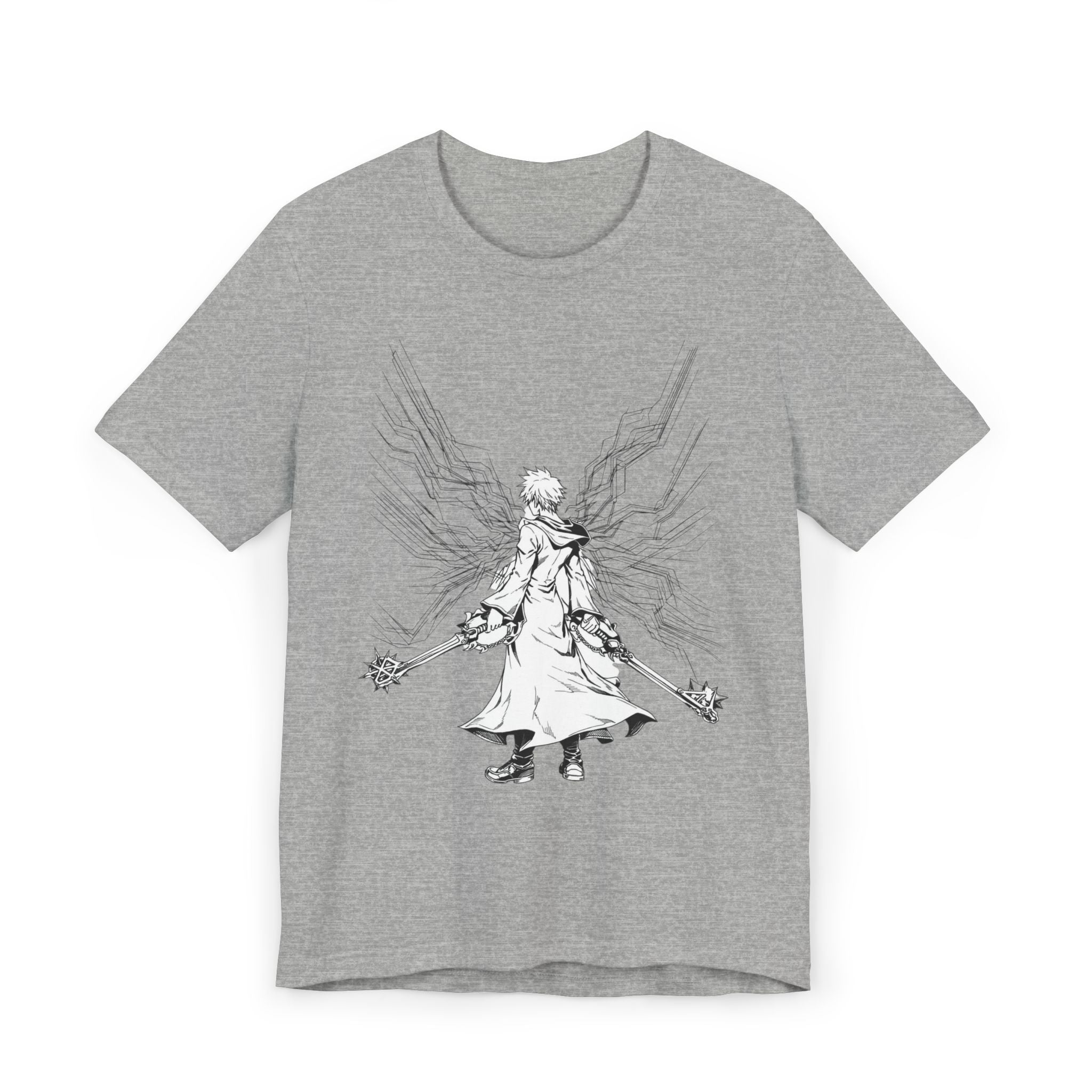 Angelic Warrior Sketch T-Shirt | Fantasy Illustration, Sword & Wings
