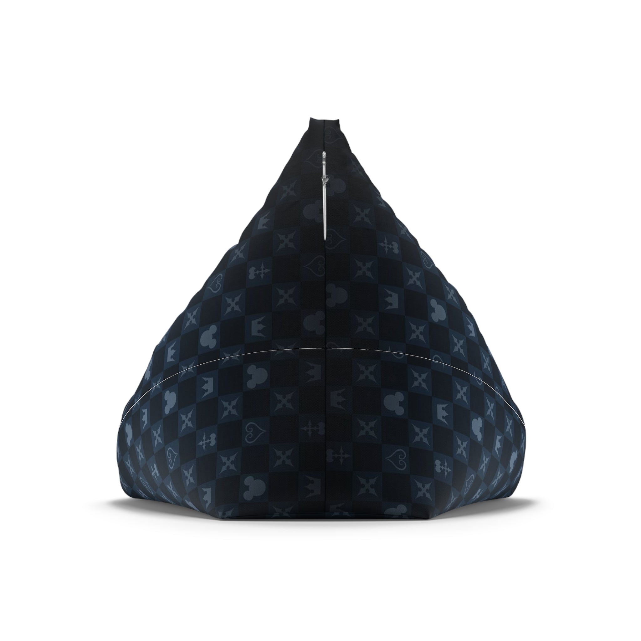 Monogram Crown Pattern Bean Bag Cover | Dark Blue Checker Icons