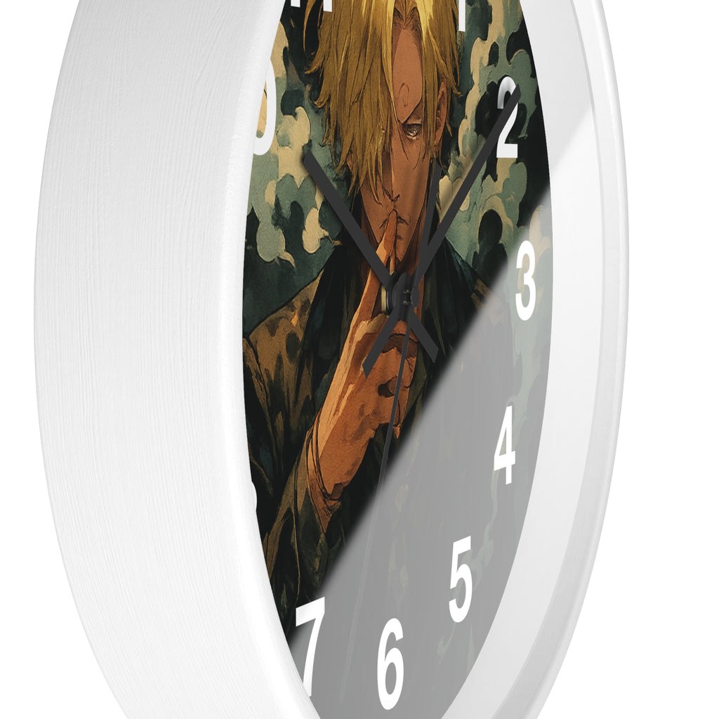 Blond Anime Man Smoking Wall Clock | Illustrated Character, Dark Moody Art