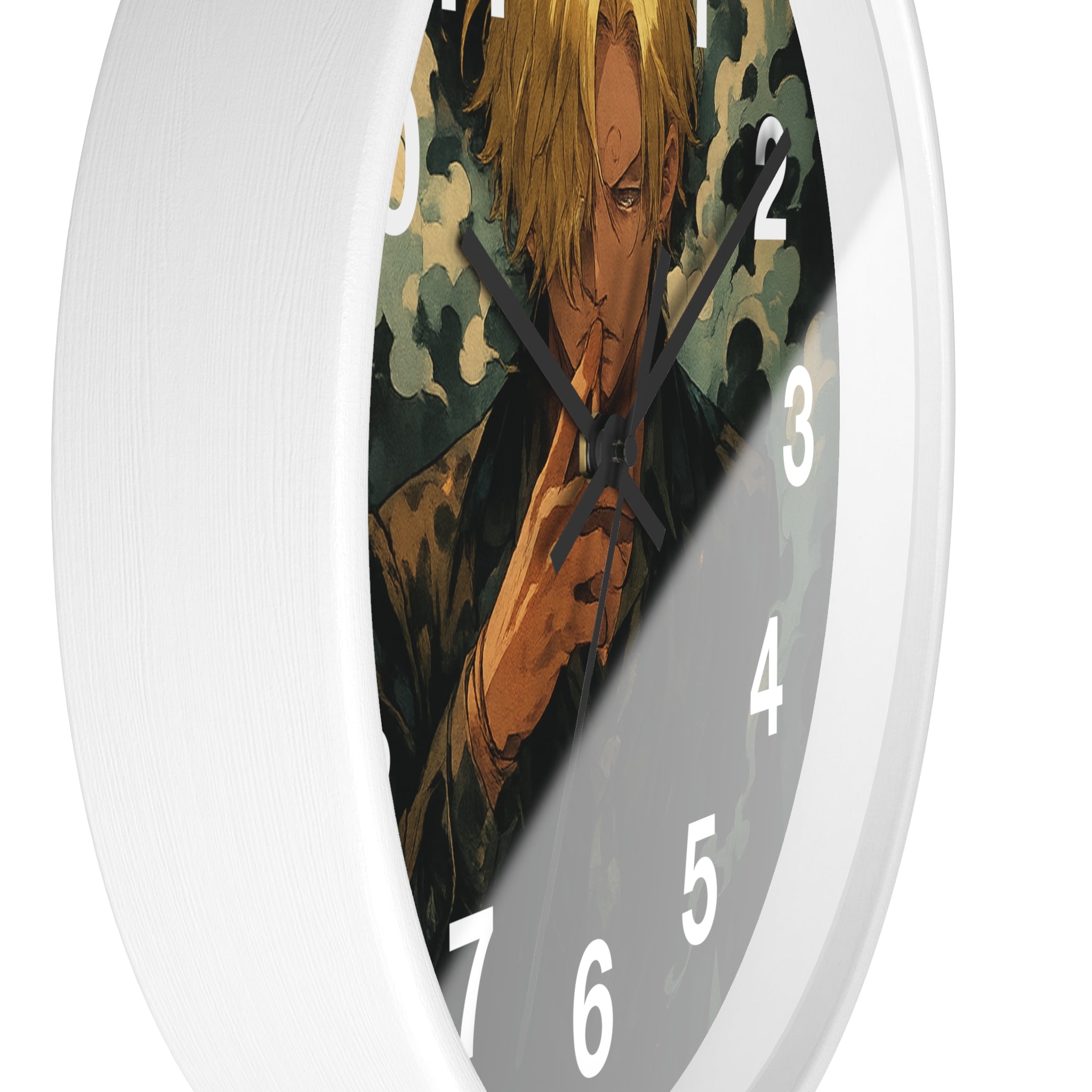 Blond Anime Man Smoking Wall Clock | Illustrated Character, Dark Moody Art