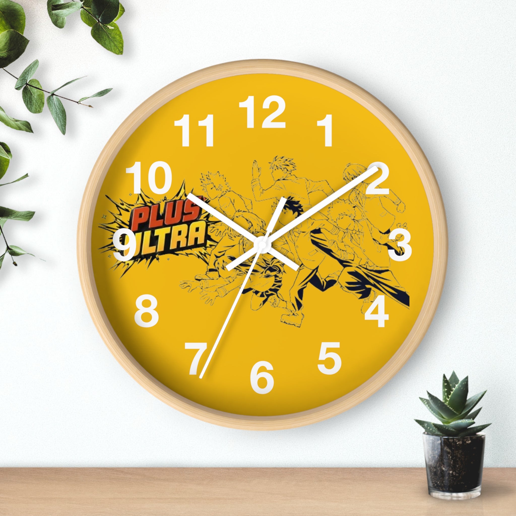 Plus Ultra Heroes Wall Clock | Yellow Anime Action Clock