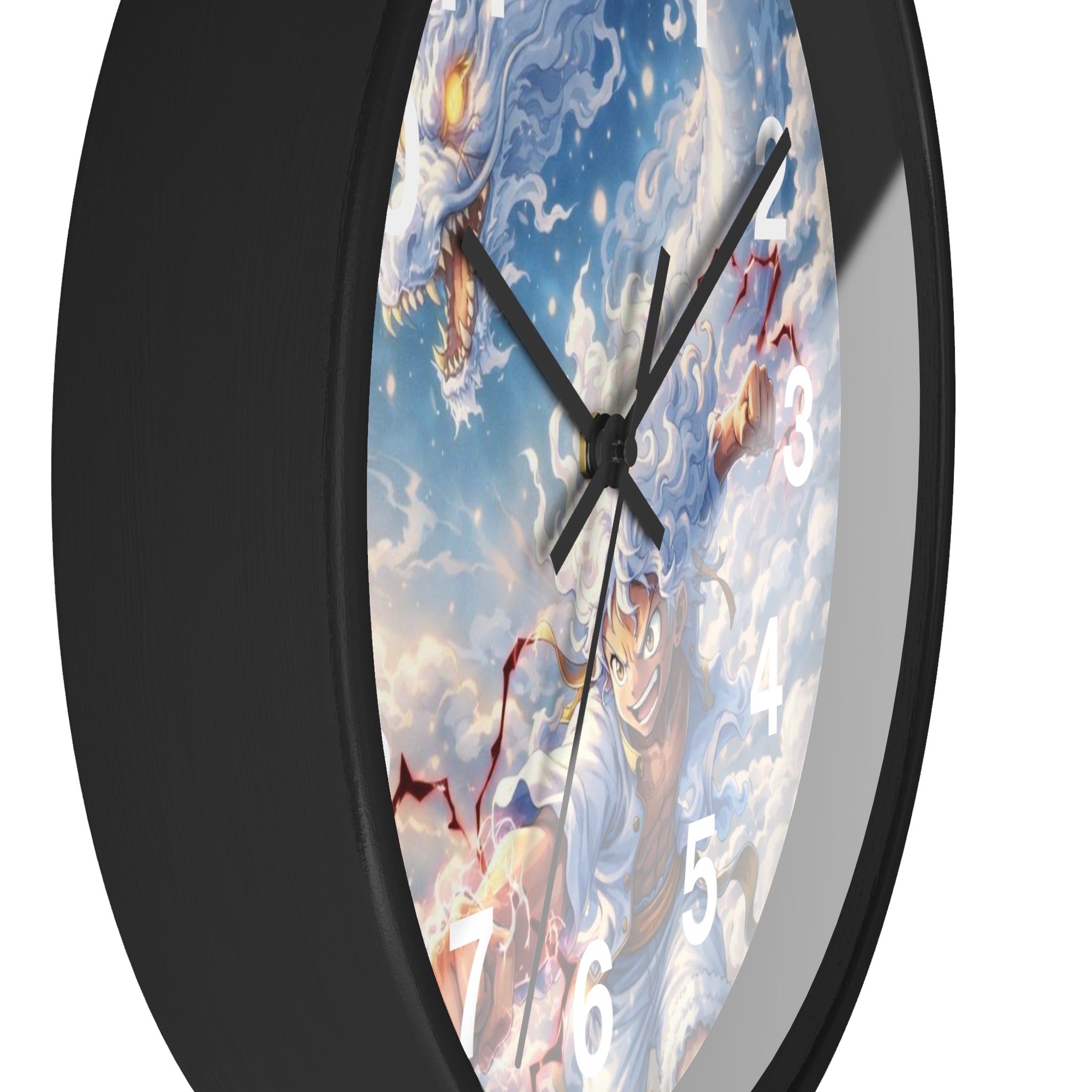 Storm Dragon Warrior Wall Clock | Fantasy Anime Lightning Art