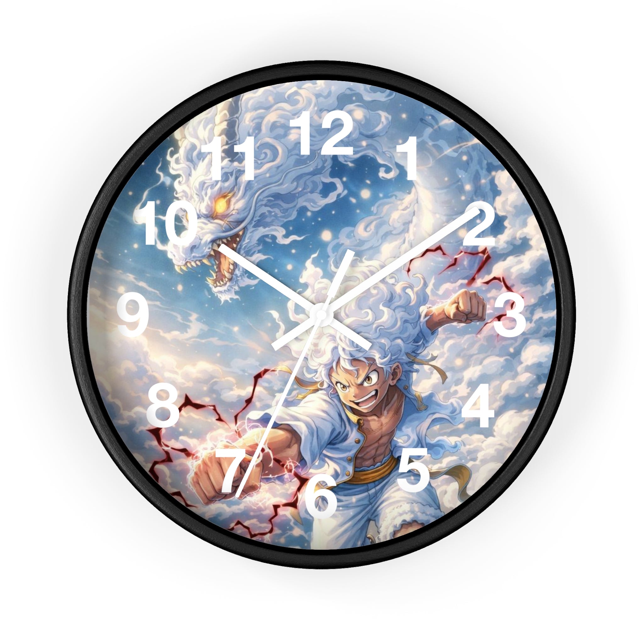 Storm Dragon Warrior Wall Clock | Fantasy Anime Lightning Art