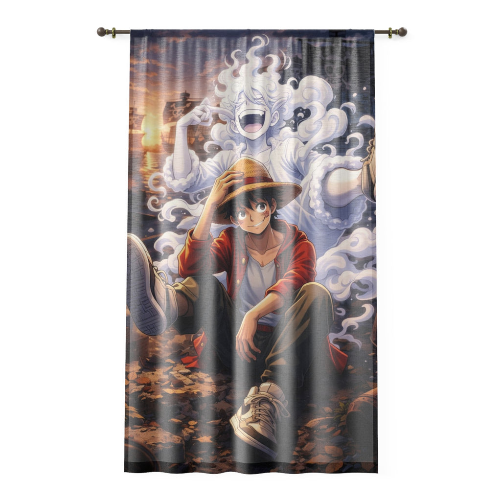 Anime Ghost Window Curtain — Luffy-Inspired Pirate Spirit Drapery