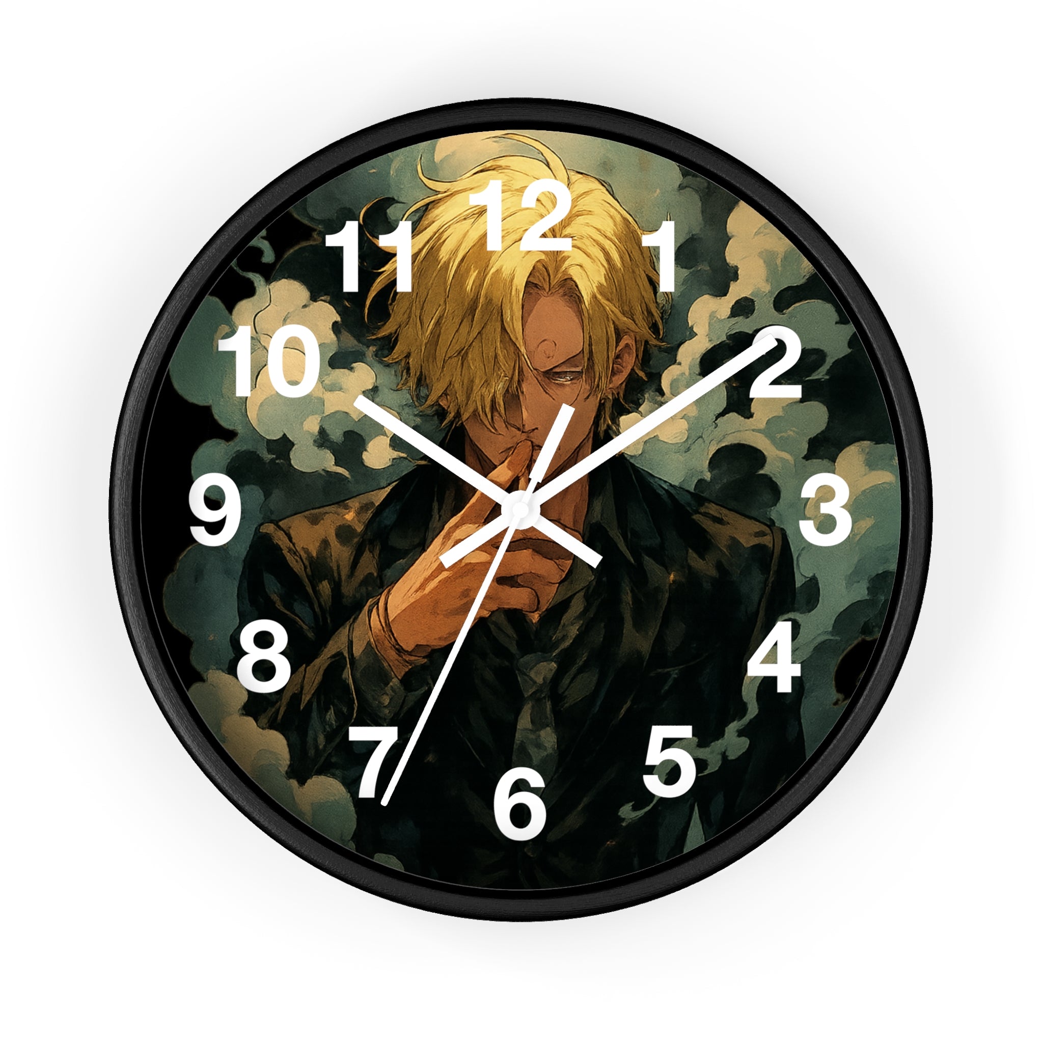 Blond Anime Man Smoking Wall Clock | Illustrated Character, Dark Moody Art