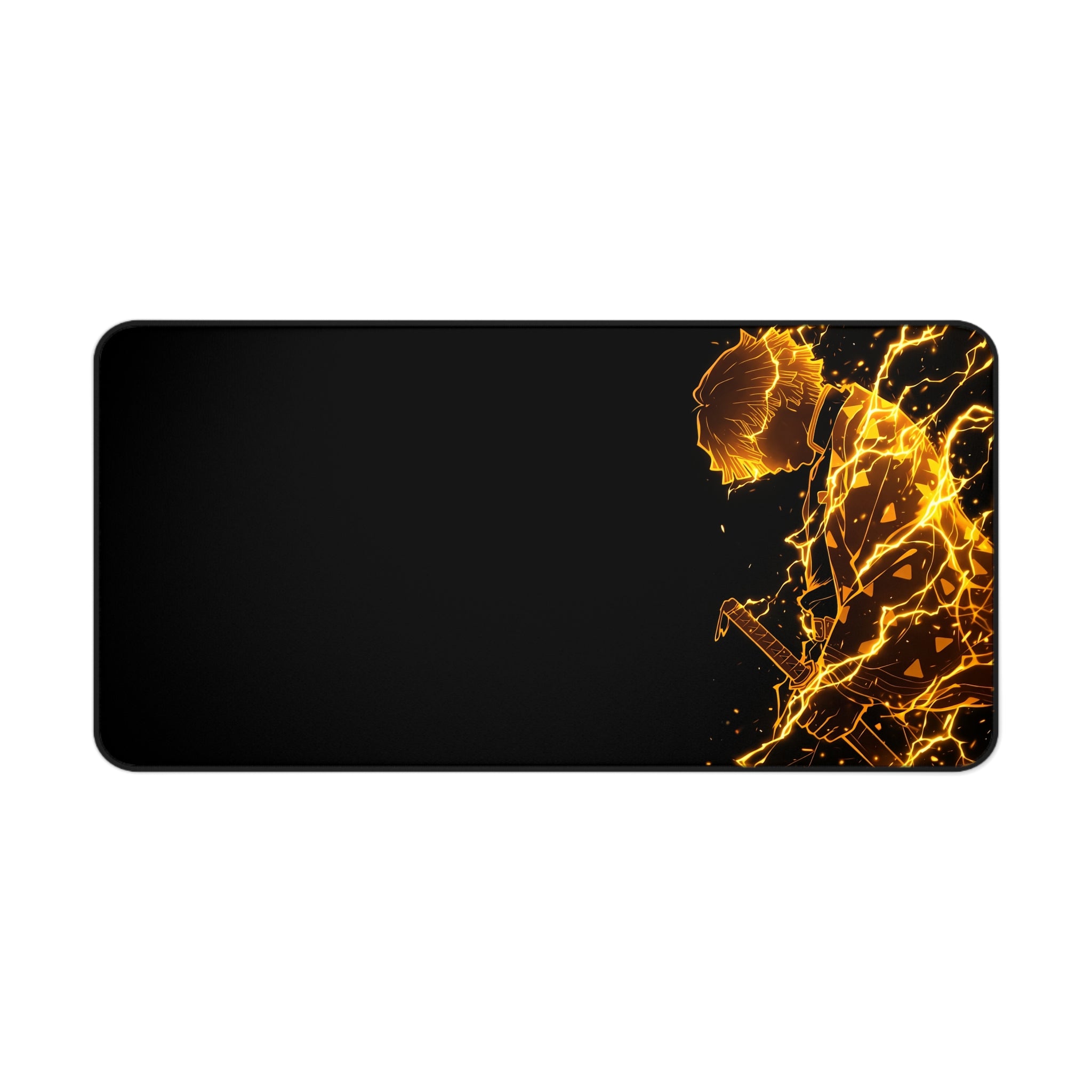 Fiery Samurai Illustration Desk Mat | Gaming Mousepad, Anime Flame Warrior
