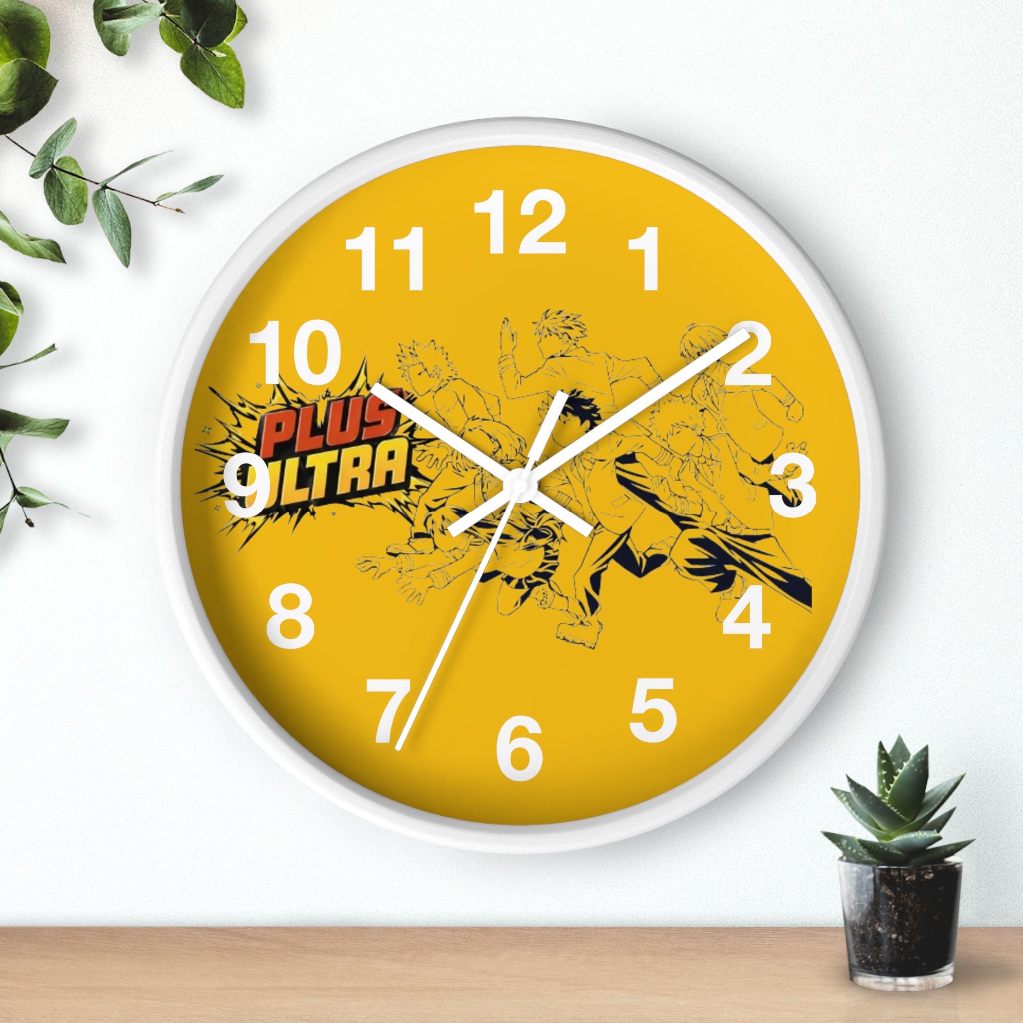 Plus Ultra Heroes Wall Clock | Yellow Anime Action Clock