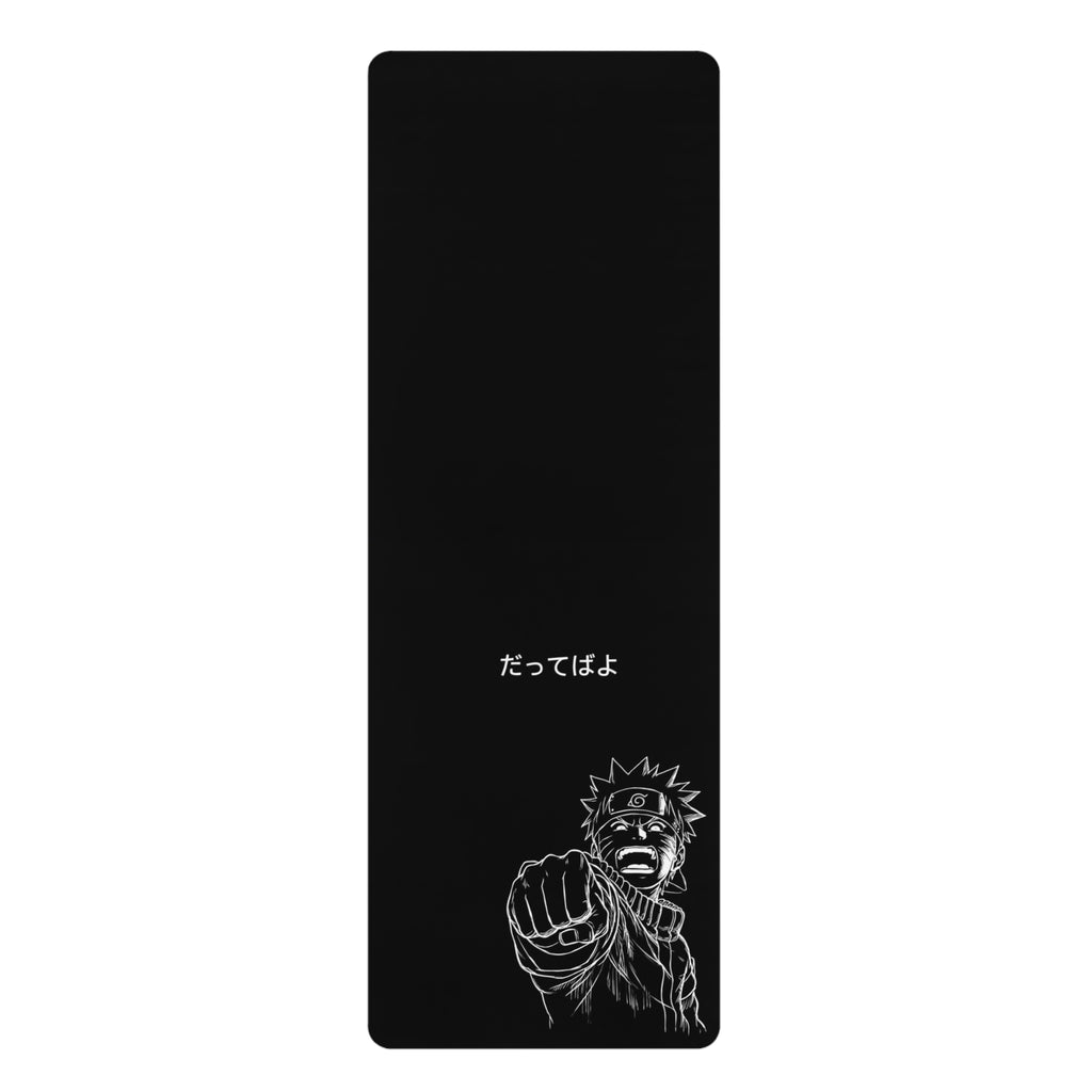 Anime boy Fist Pose Rubber Yoga Mat | Anime Black Practice Mat 