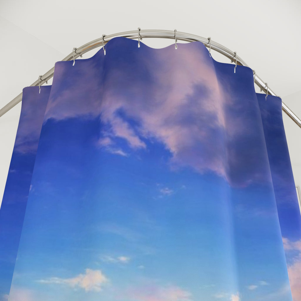 Silhouetted Crew at Sunset Shower Curtain | Ocean Sky Adventure Scene