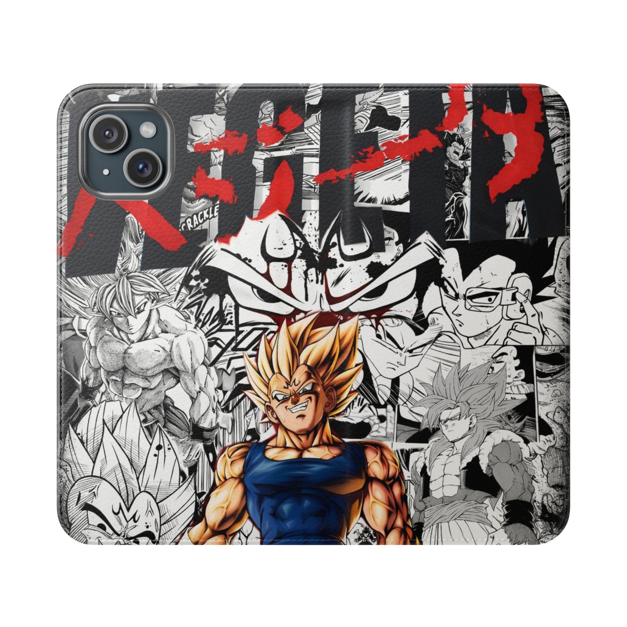 Anime Saiyan Collage Flip Case — Super Saiyan Goku Phone Wallet