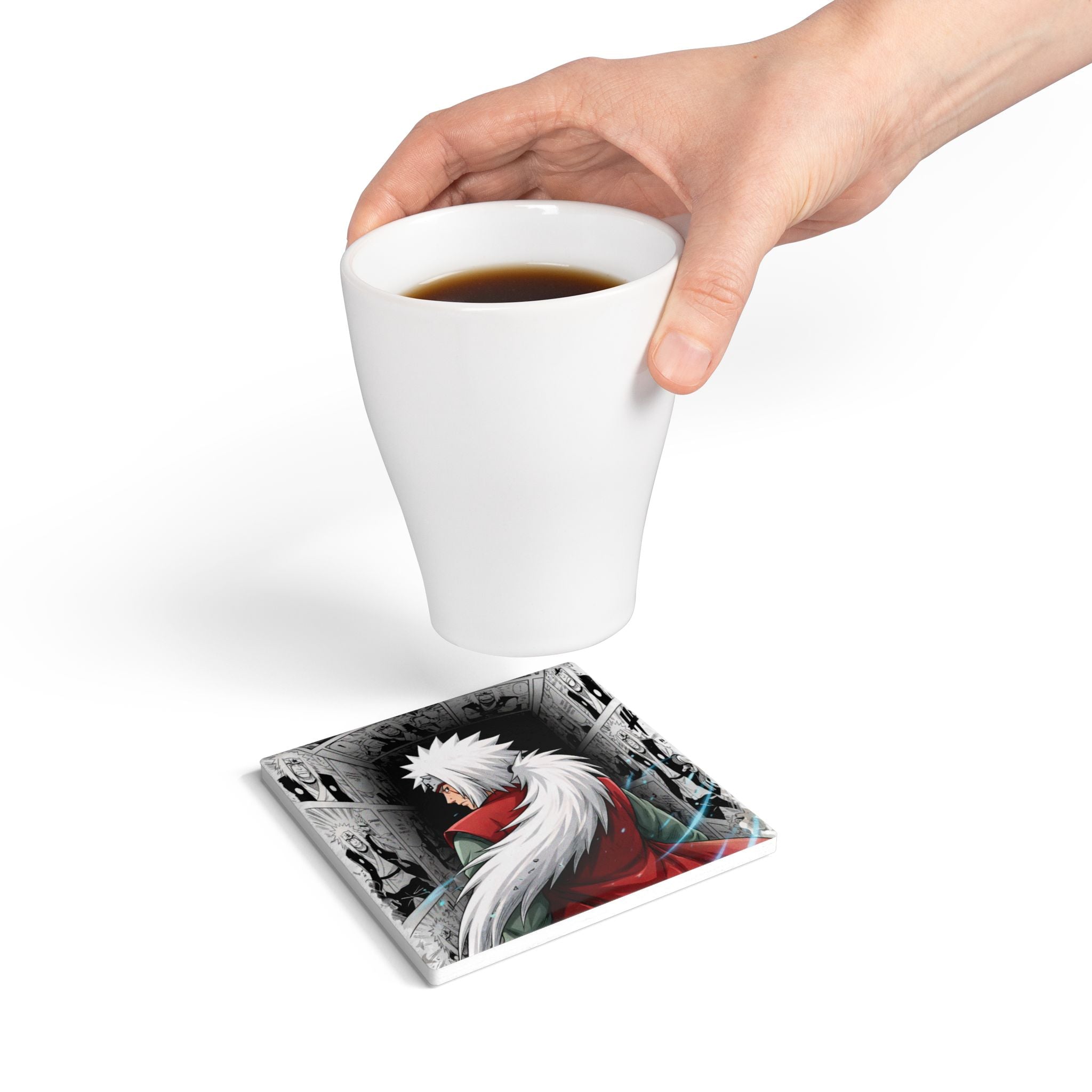 Anime Shinobi Jiraiya Ceramic Coaster | Round Cork Back