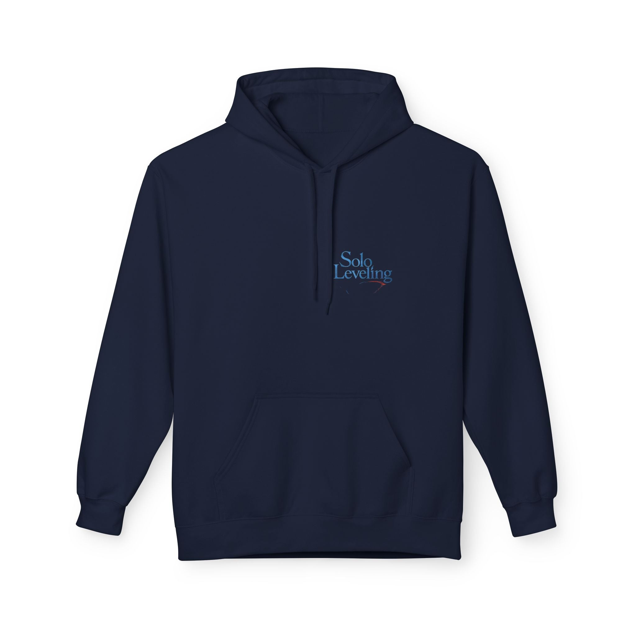 Solo Leveling silhouette design Hoodie | dark anime backprint, small chest logo