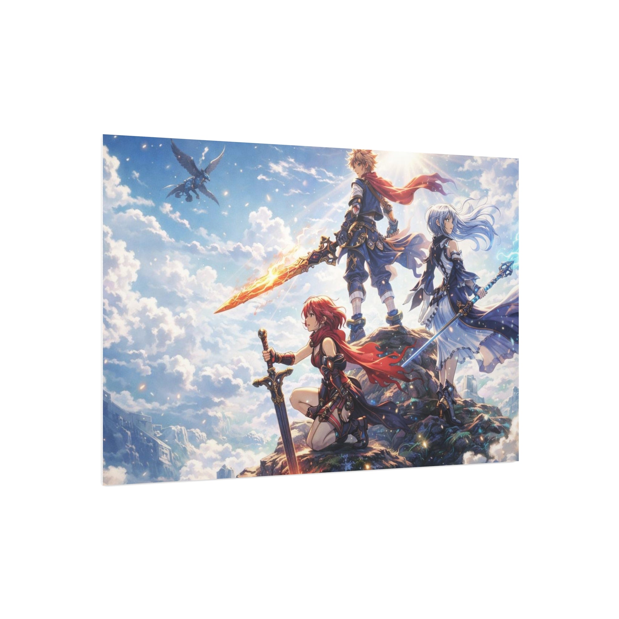 Fantasy RPG Heroes Foam Board | Sword, Sky, Epic Adventure Scene