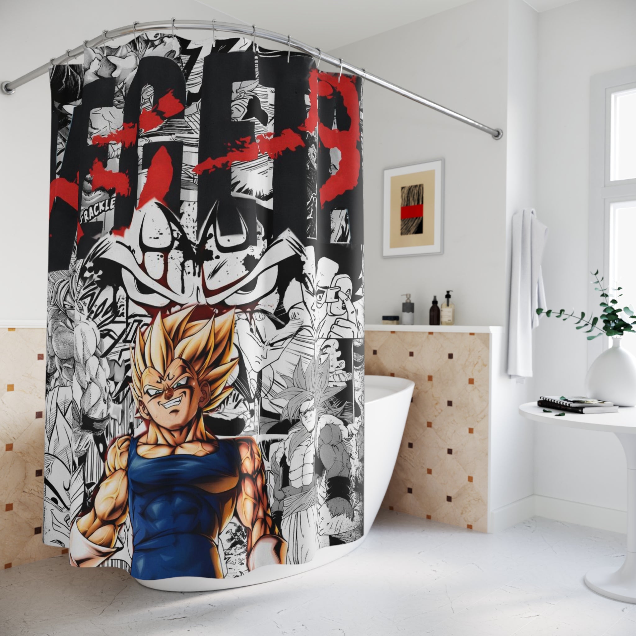 Dragon Warrior Anime Hero Shower Curtain | Manga Action Collage