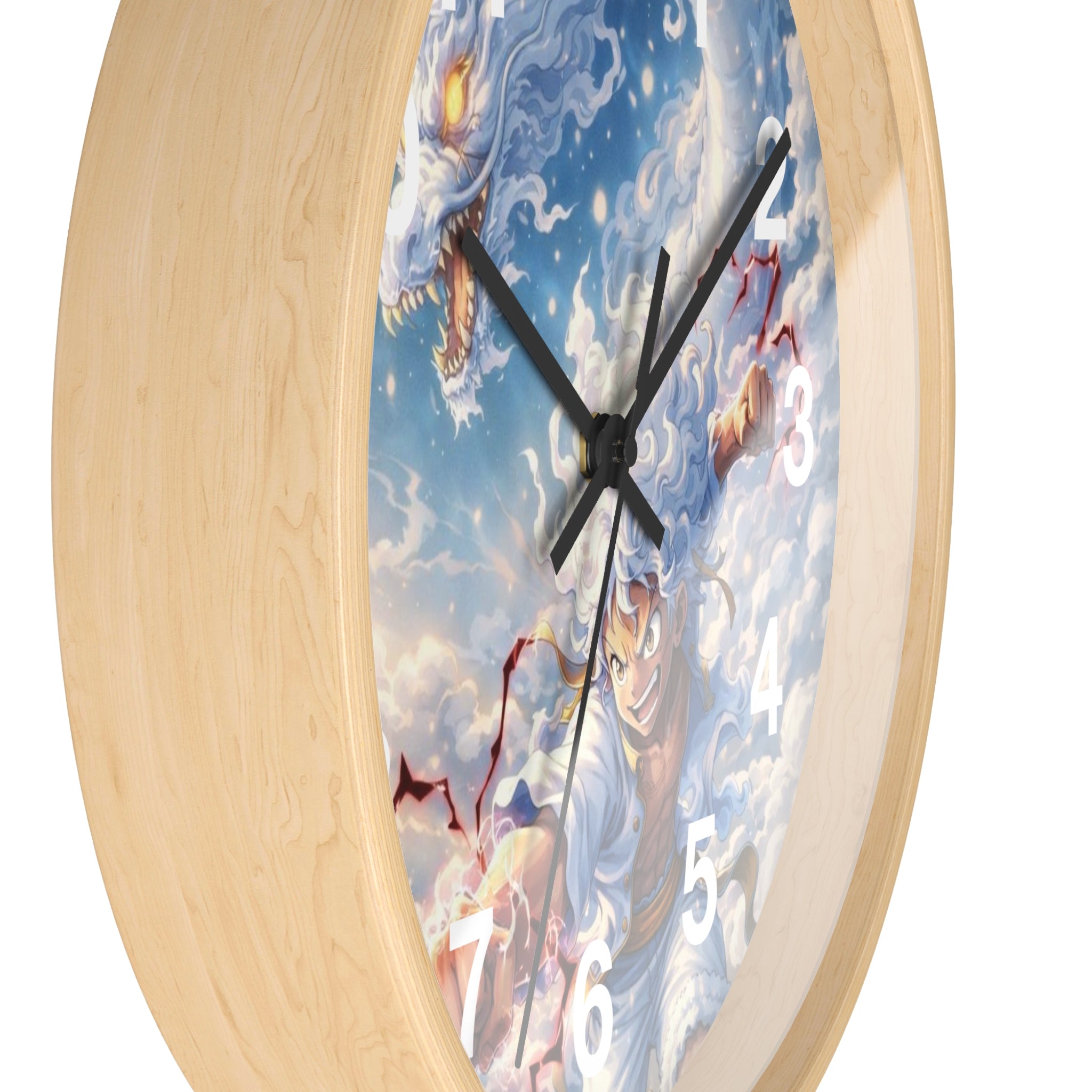 Storm Dragon Warrior Wall Clock | Fantasy Anime Lightning Art